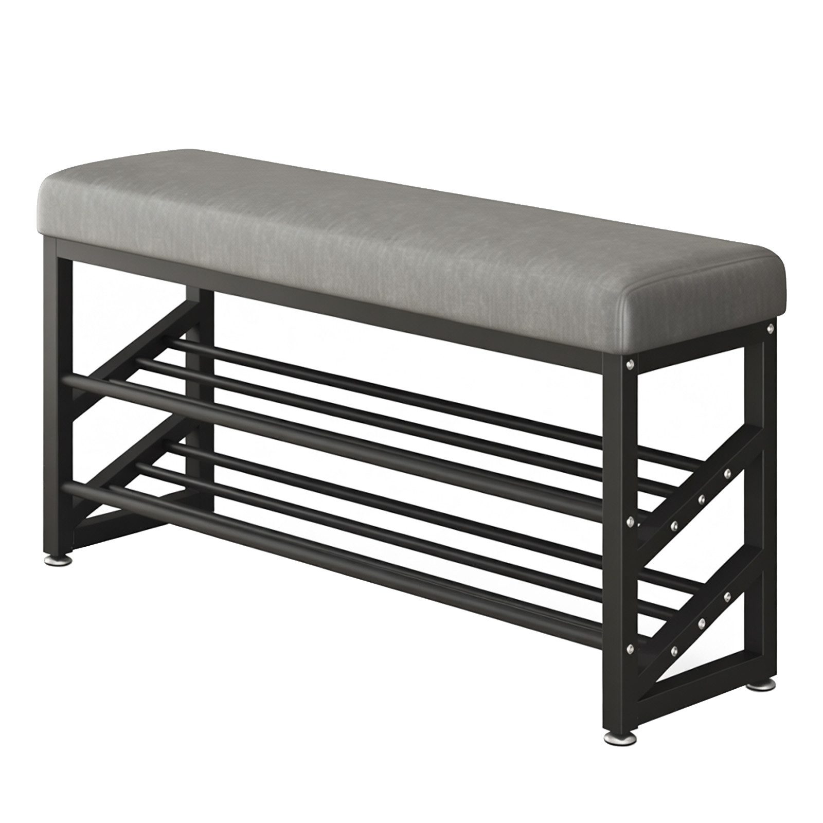 HTI-Living Schuhregal Metall 2 Ebenen mit Sitzkissen Grau, 1 Stück 1-tlg., Sitzbank