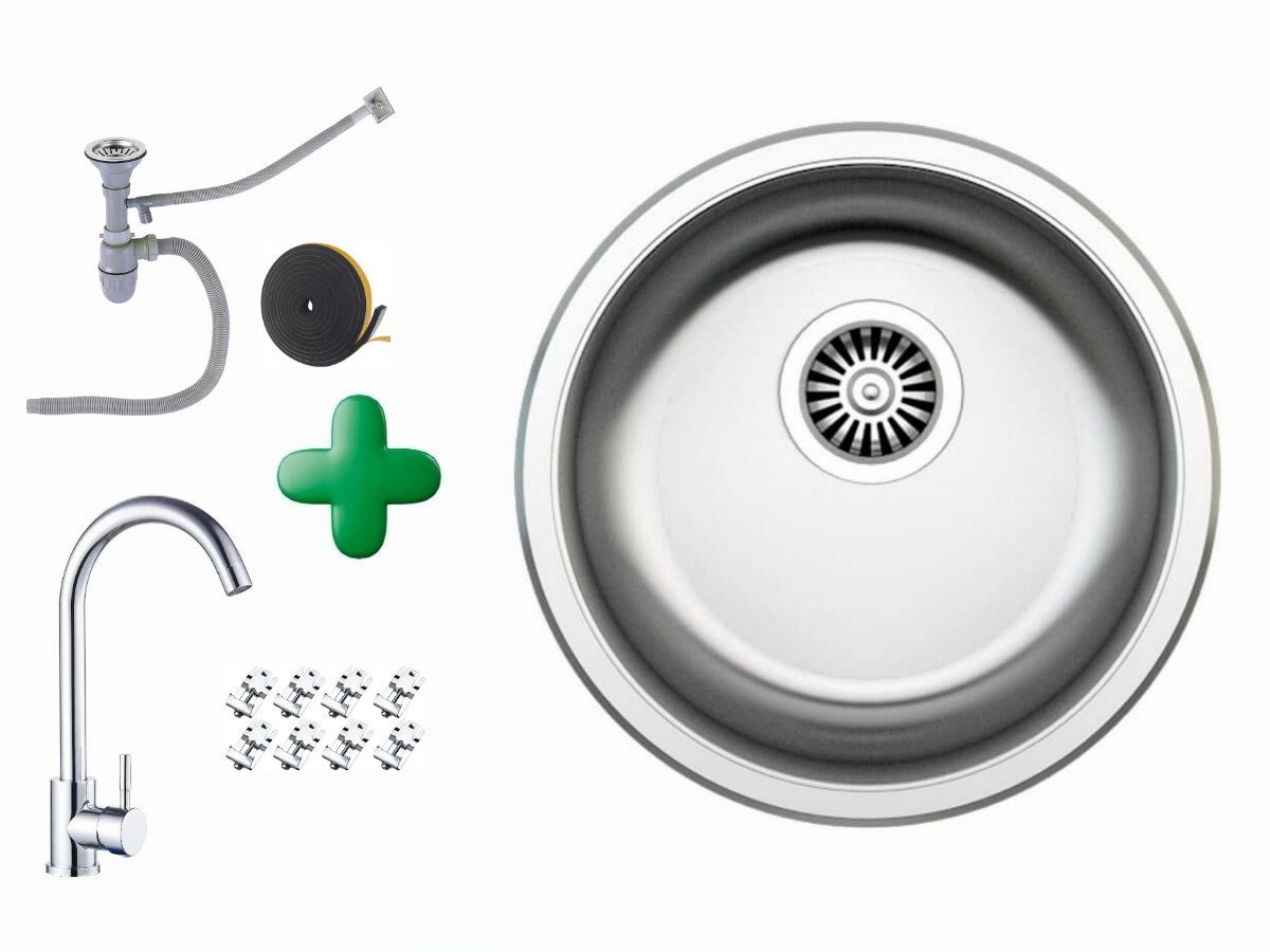 Faizee Home Edelstahlspüle Einbauspüle mit Armatur – Edelstahl Komplettset günstig online kaufen