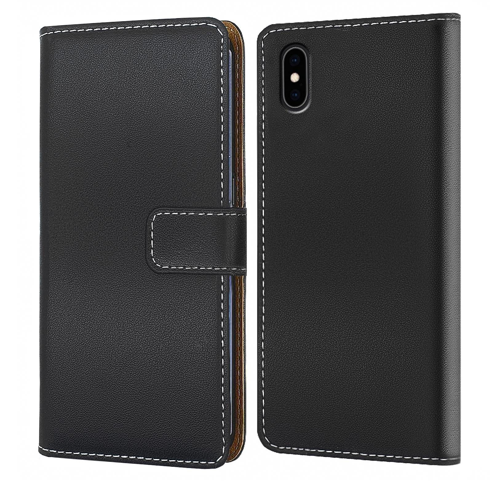 Numerva Handyhülle Bookstyle Etui Handytasche Schutzhülle für, Klapphülle Flip Cover Schwarz