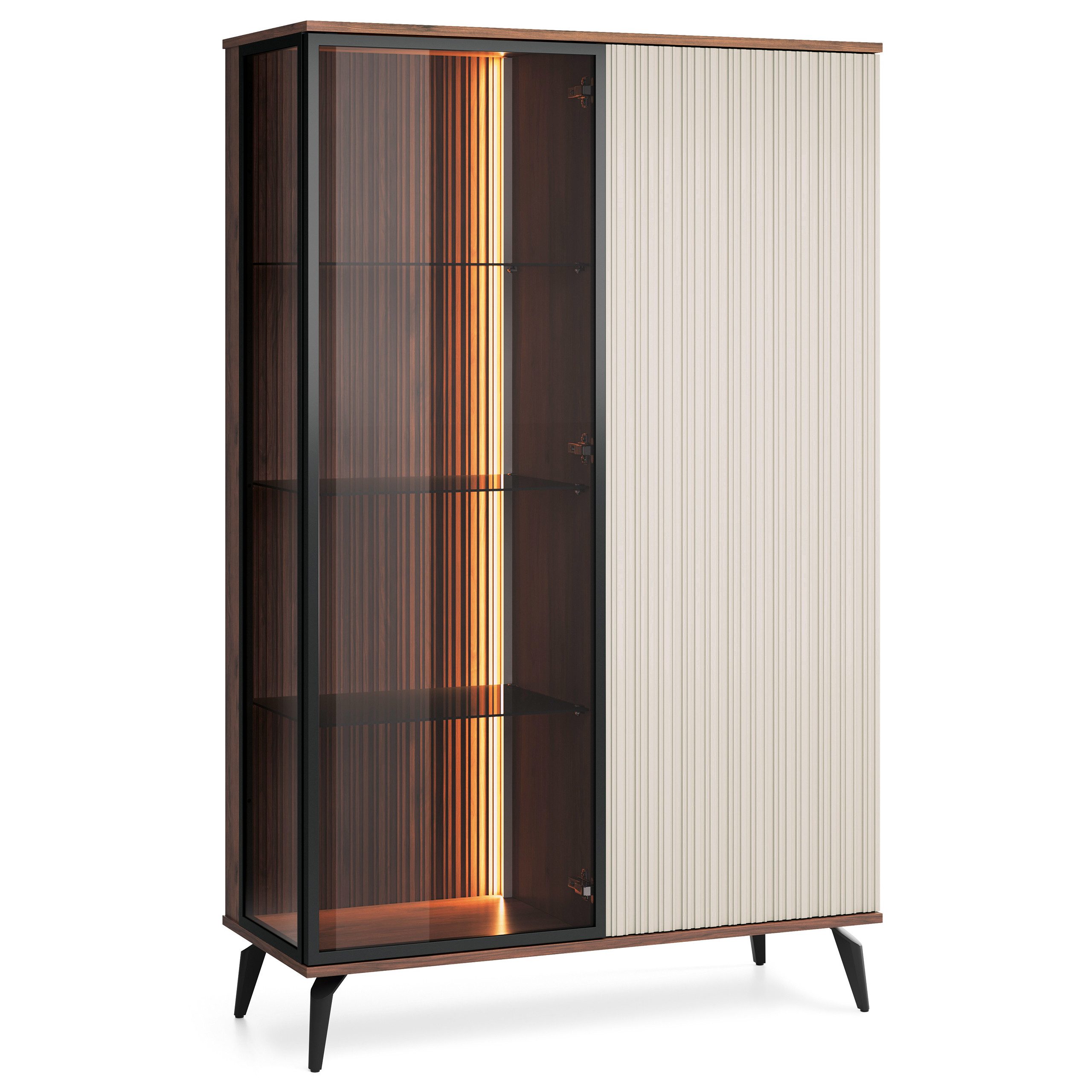 Masseno Glasvitrine Vitrinenschrank TRAMONTO 162 x 103 cm braun