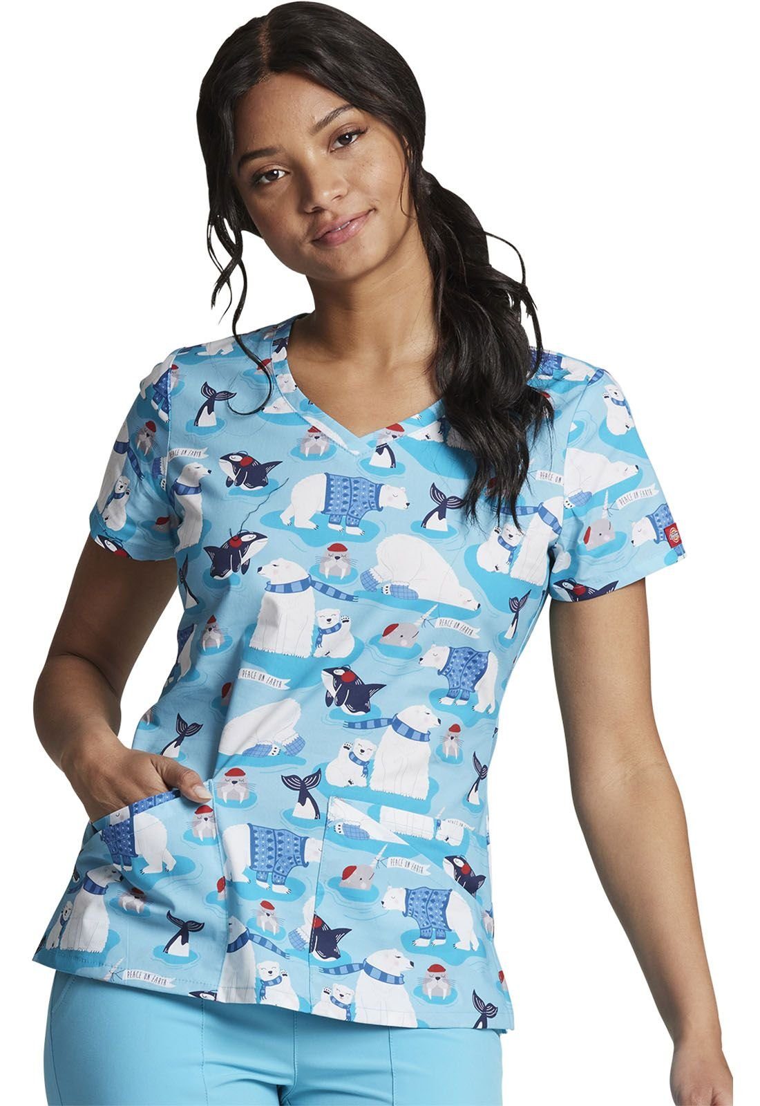 Dickies Funktionsbluse bunt bedruckter Damen Kasack "Peaceful Earth"