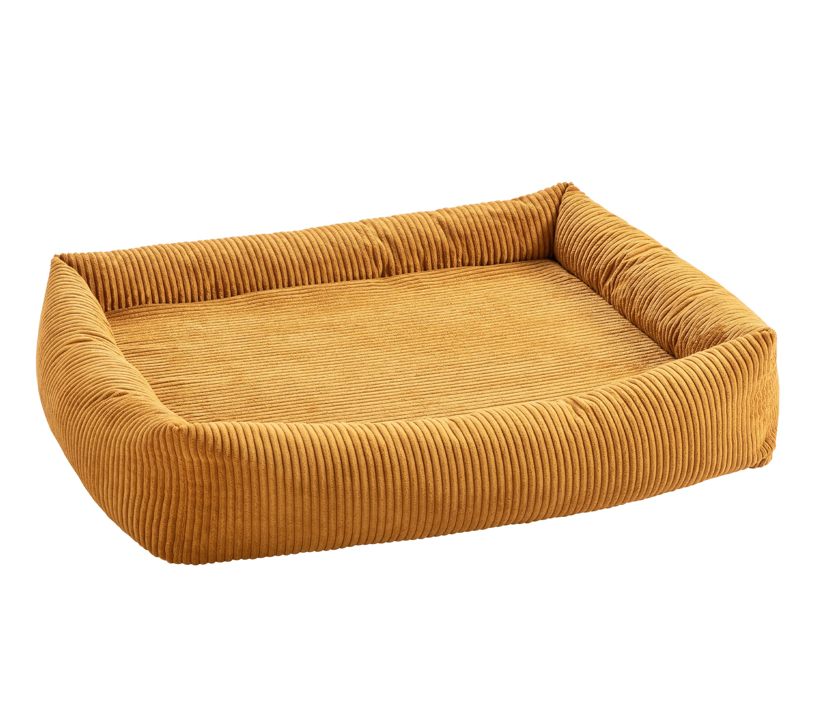 Dehner Tierbett Orthopädisches Hundebett Enola, 90 x 23 x 70 cm, gelb, pflegeleichtes und waschbares Premium Hundekissen, Tiergröße M