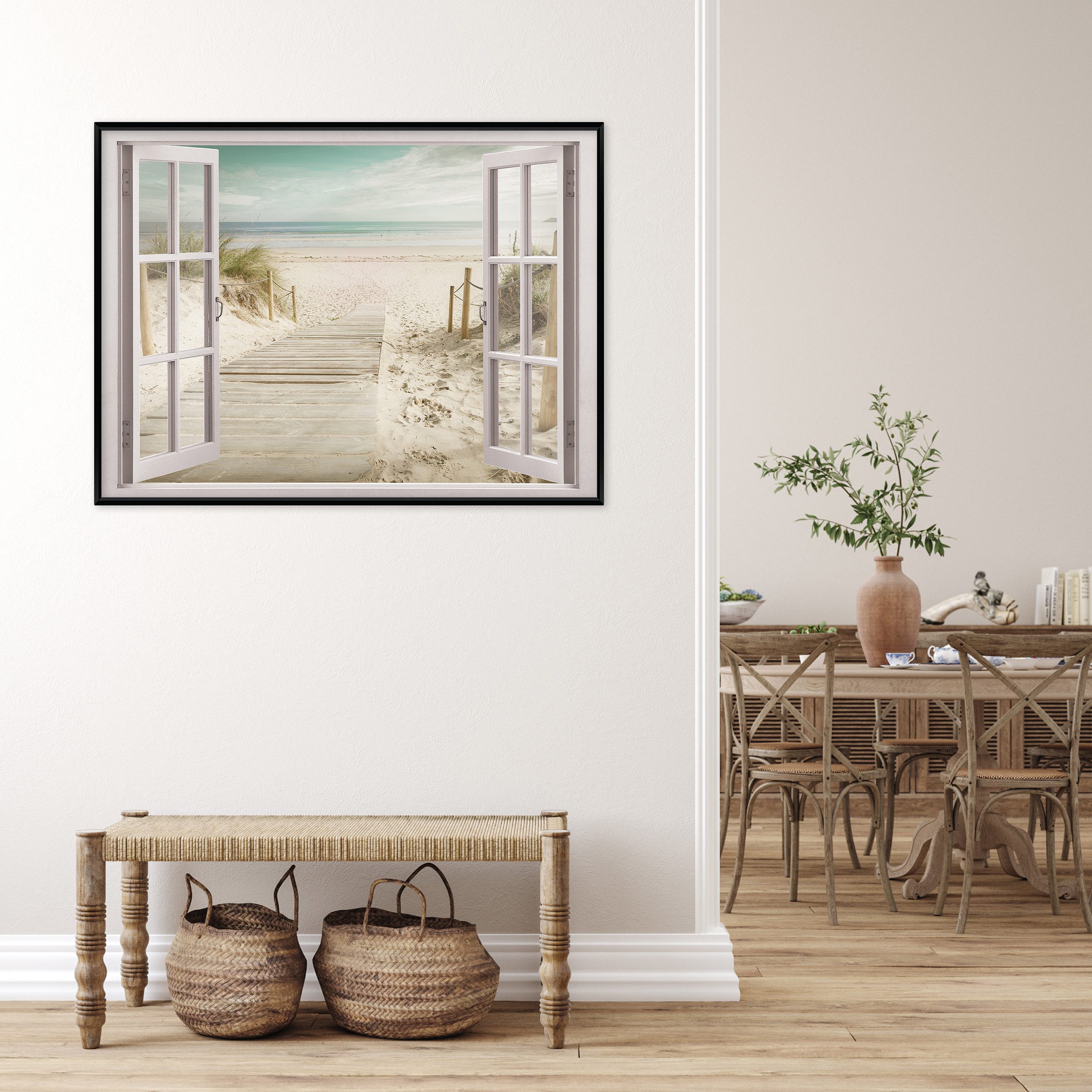 Wallarena Leinwandbild Fensterblick Strand Meer Natur günstig online kaufen