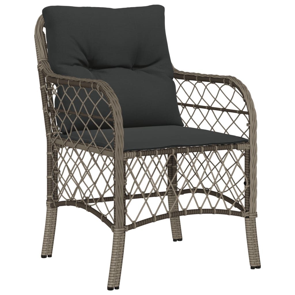 vidaXL Garten-Essgruppe 7-tlg. Garten-Essgruppe mit Kissen Grau Poly Rattan, (6-tlg)