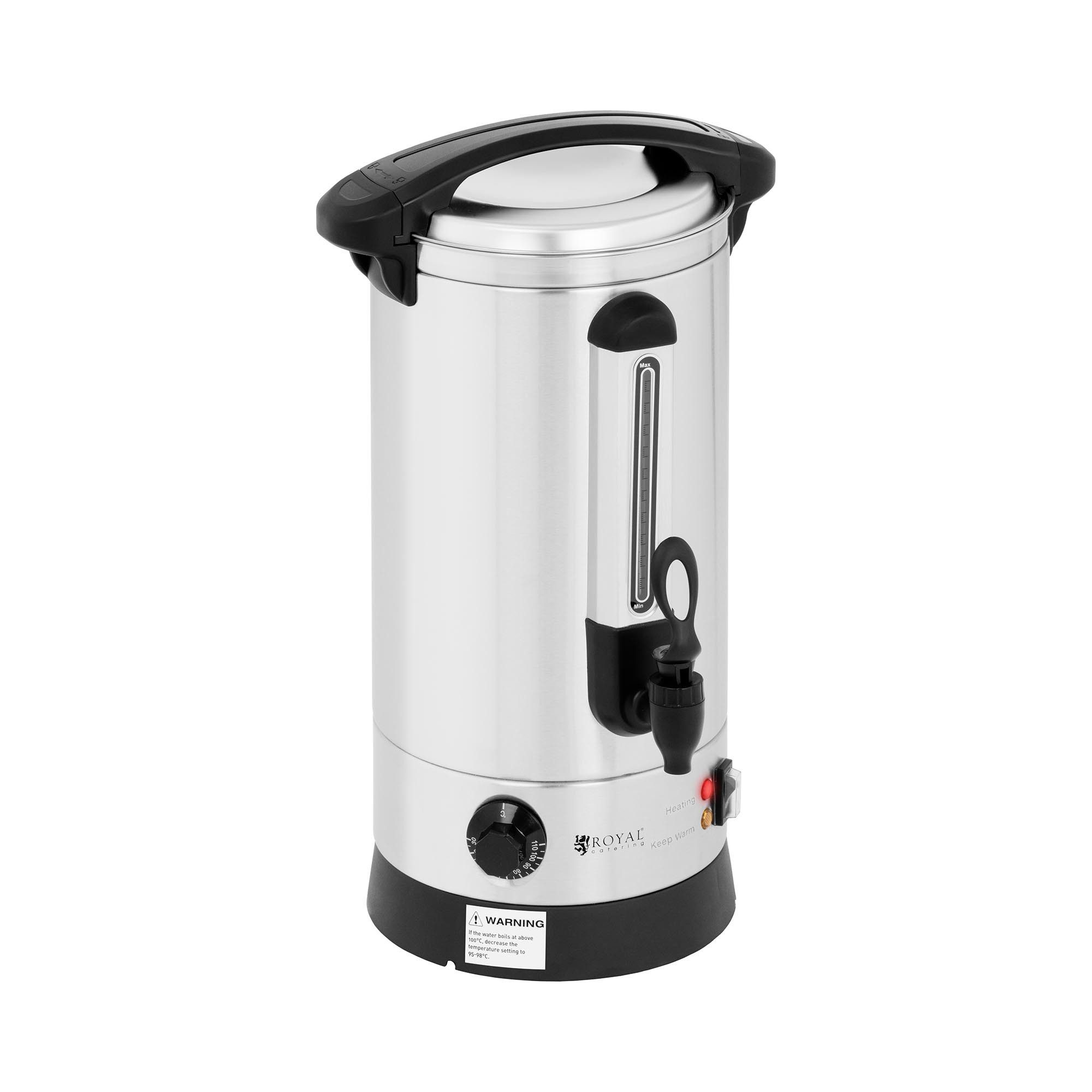 Royal Catering Heißwasserspender 8,7 L Wasserkocher Edelstahl doppelwandig Heißwasserbereiter Gastro, 1500 W, verschiedene Größen