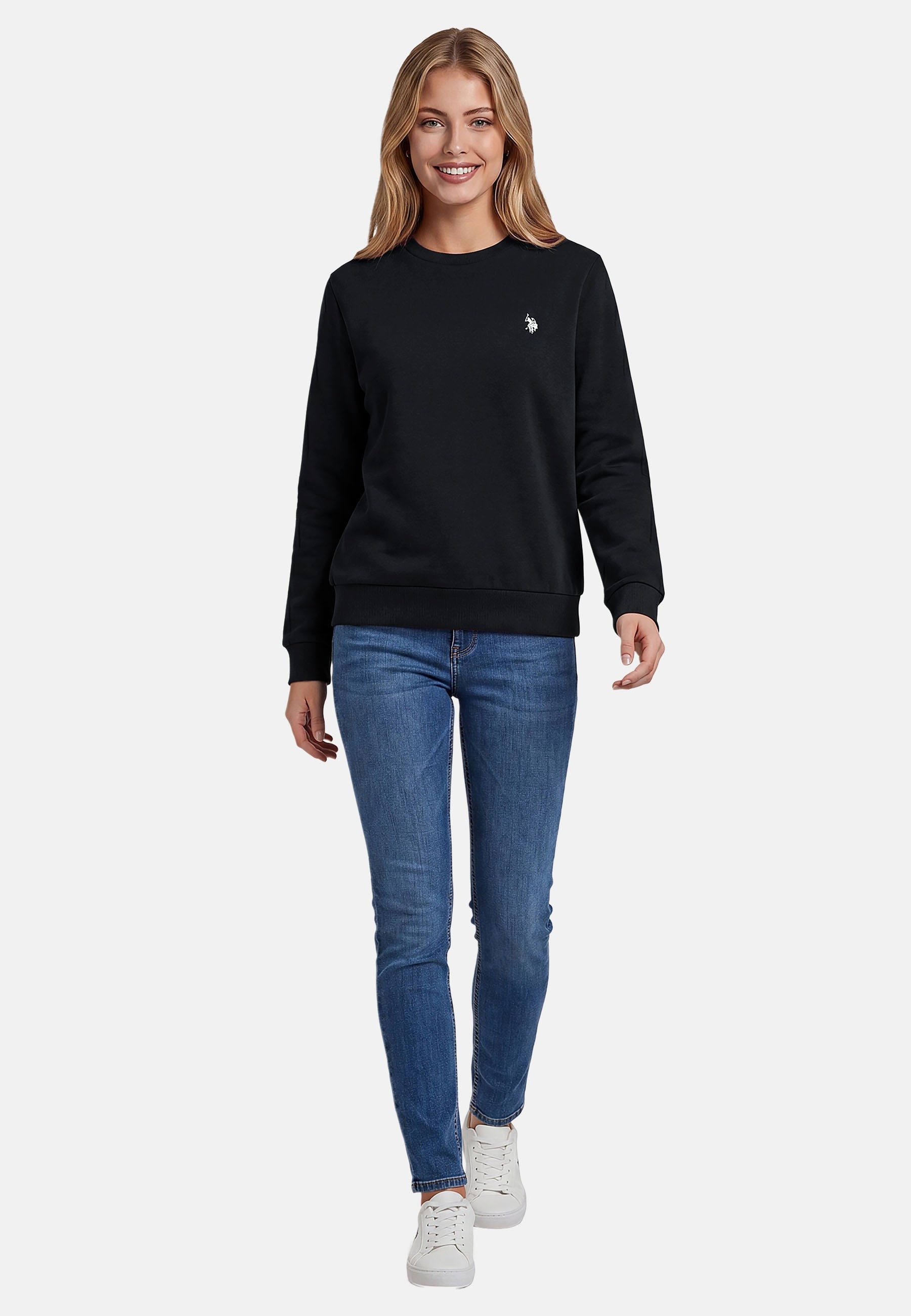U.S. Polo Assn. Rundhalspullover USZoee – Damen Sweatshirt mit Rundhalsausschnitt Weiche Baumwollmischung, femininer Schnitt und Logo-Stickerei