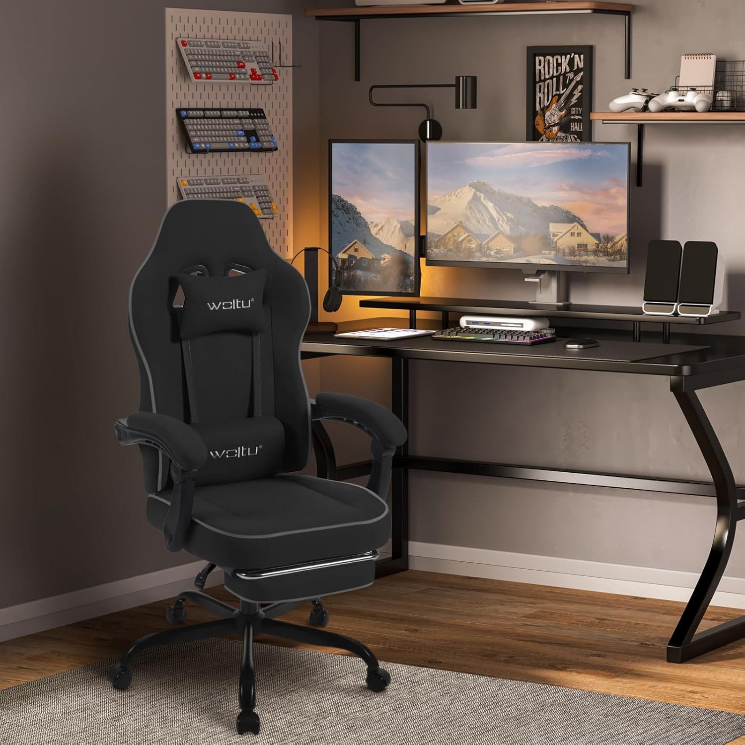 Woltu Gaming-Stuhl (1 St), mit Kopfkissen Lendenkissen Fußstütze ergonomisc günstig online kaufen