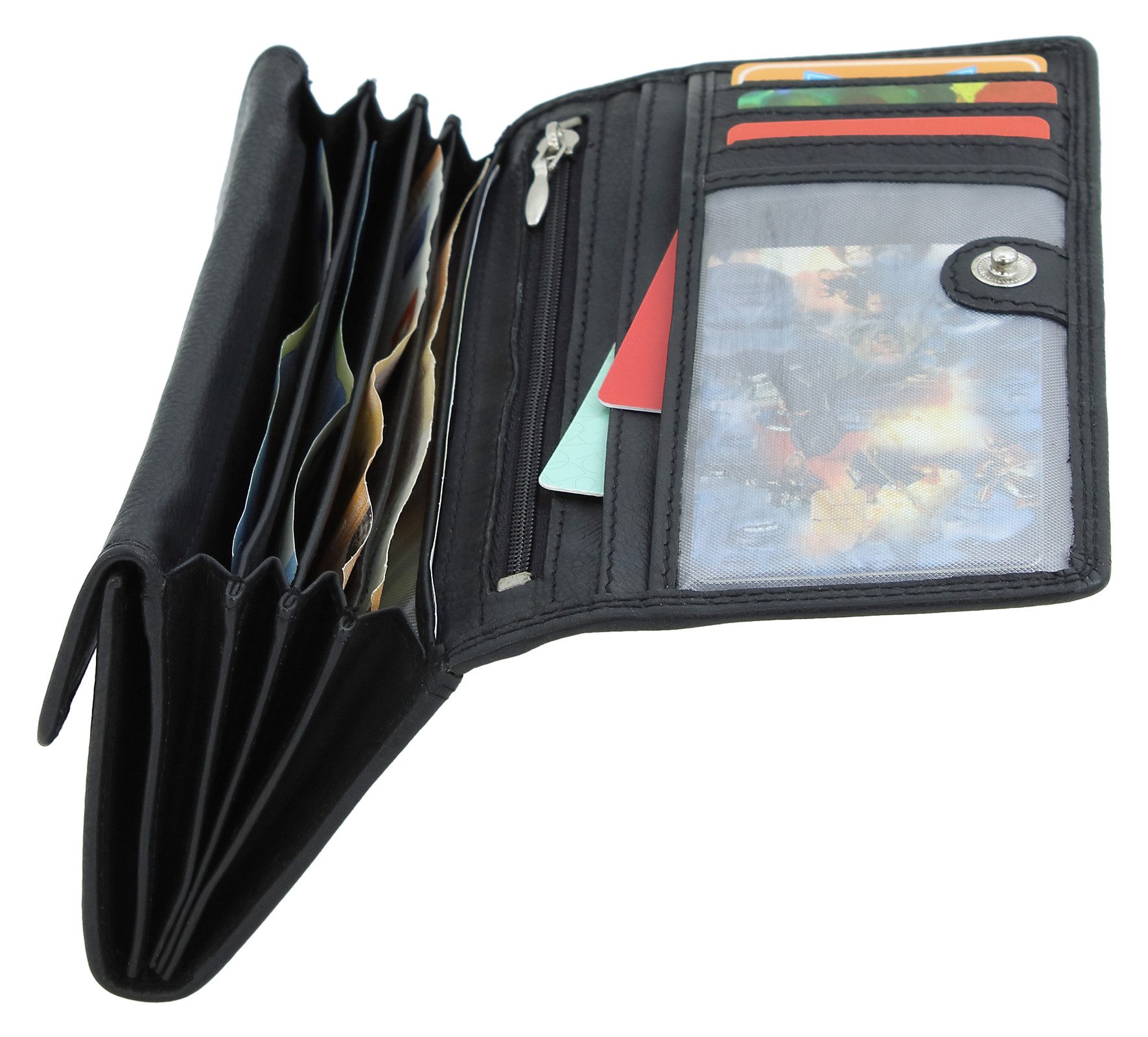 Money Maker Geldbörse aus Leder - Damen Portmonee mit RFID-Schutz - viele Fächer, groß – Bild 4 von 5