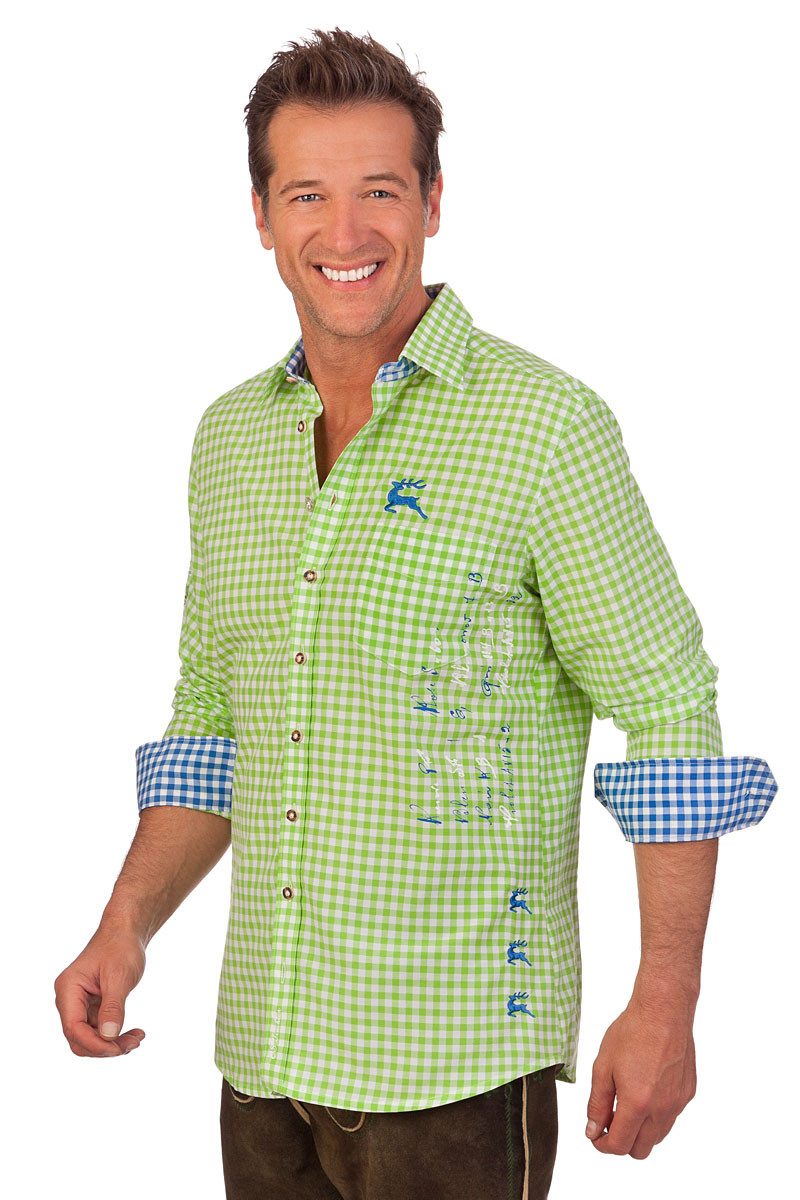 Orbis Textil GmbH & Co. KG Trachtenhemd Trachtenhemd - ALPENJÄGER - türkis, apfelgrün, flieder