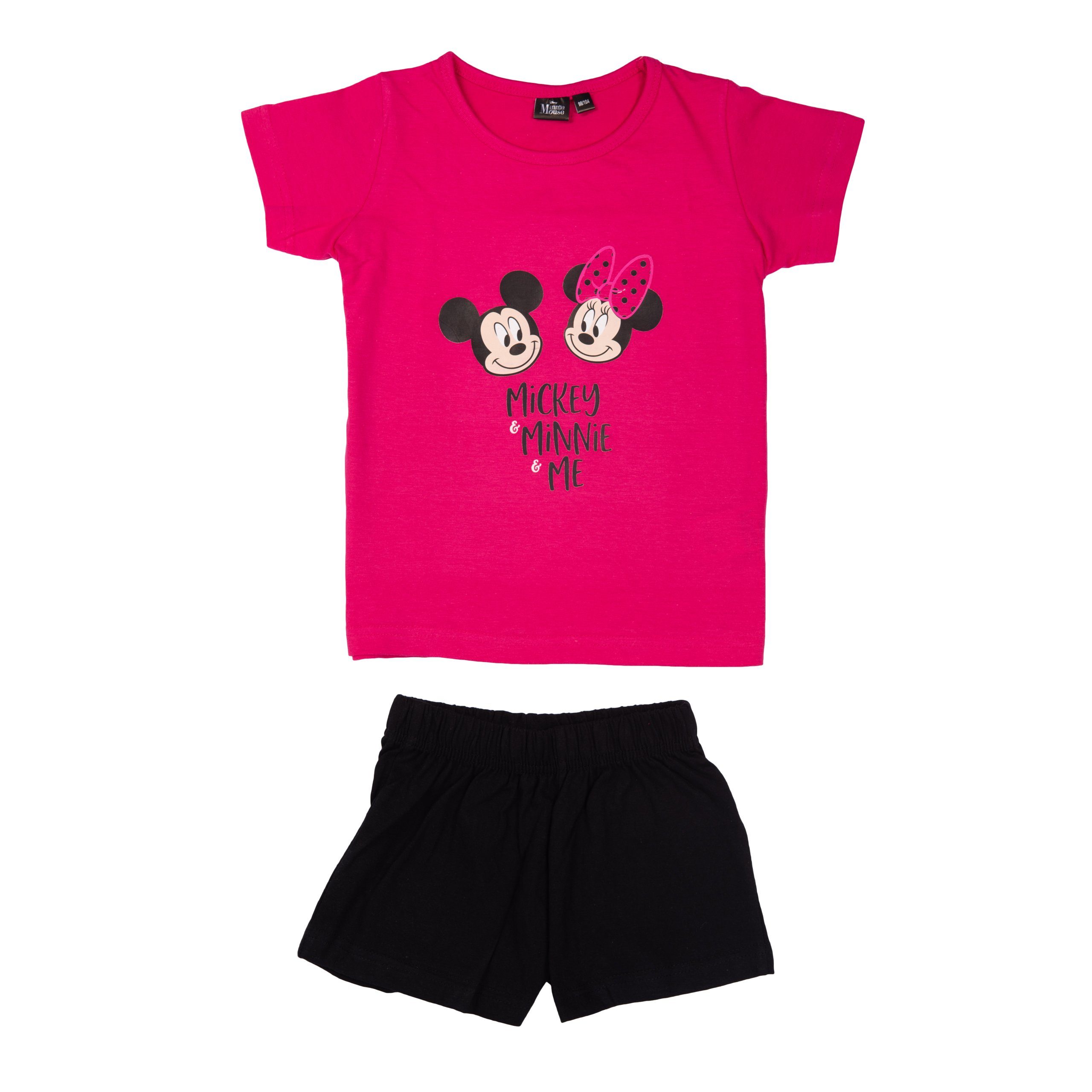 & Minnie Pink/Schwarz Mädchen Mouse Mickey United für Labels® Schlafanzug Disney Schlafanzug