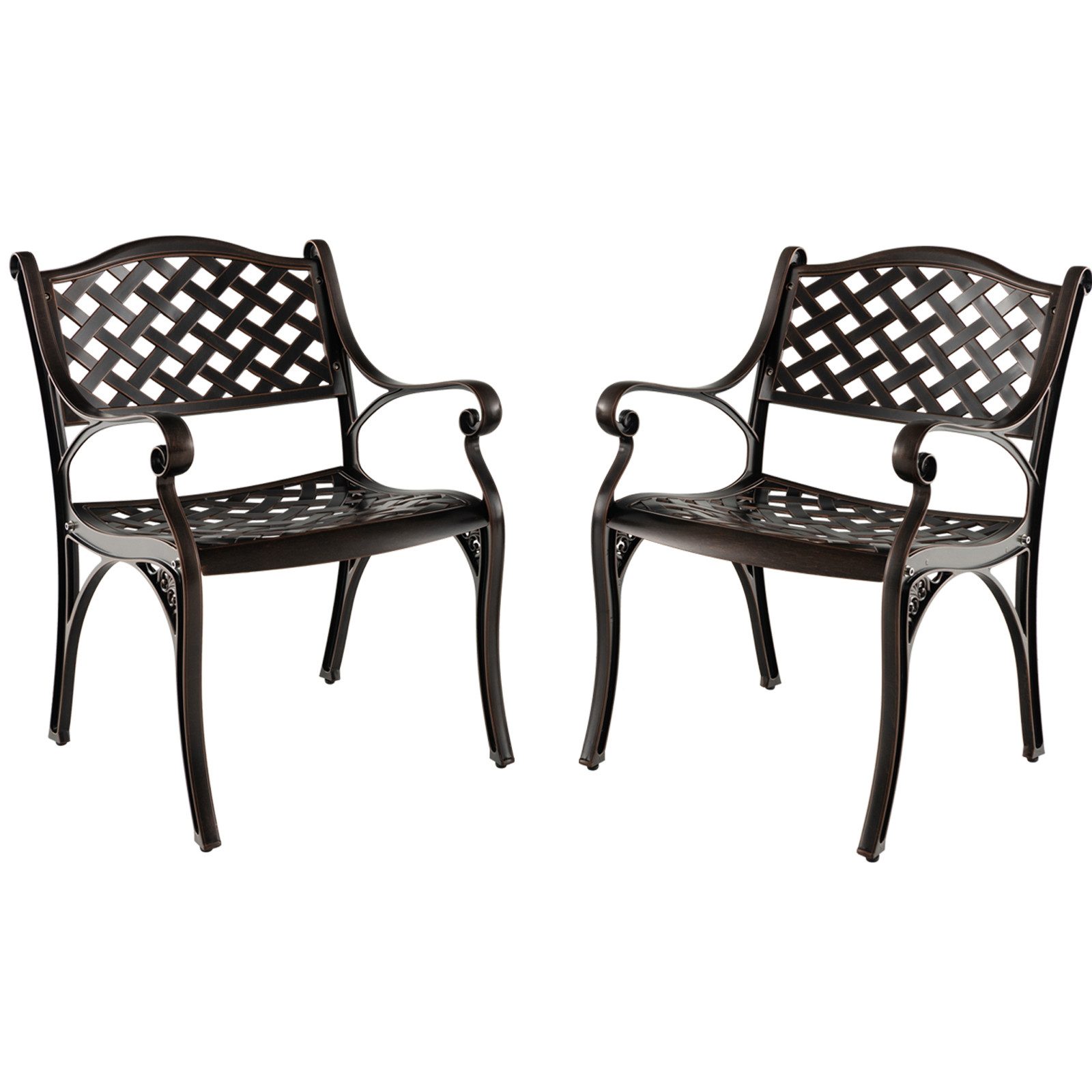 COSTWAY Gartenstuhl (2 St), 2er Set Gartenstühle, wetterfest mit Armlehnen