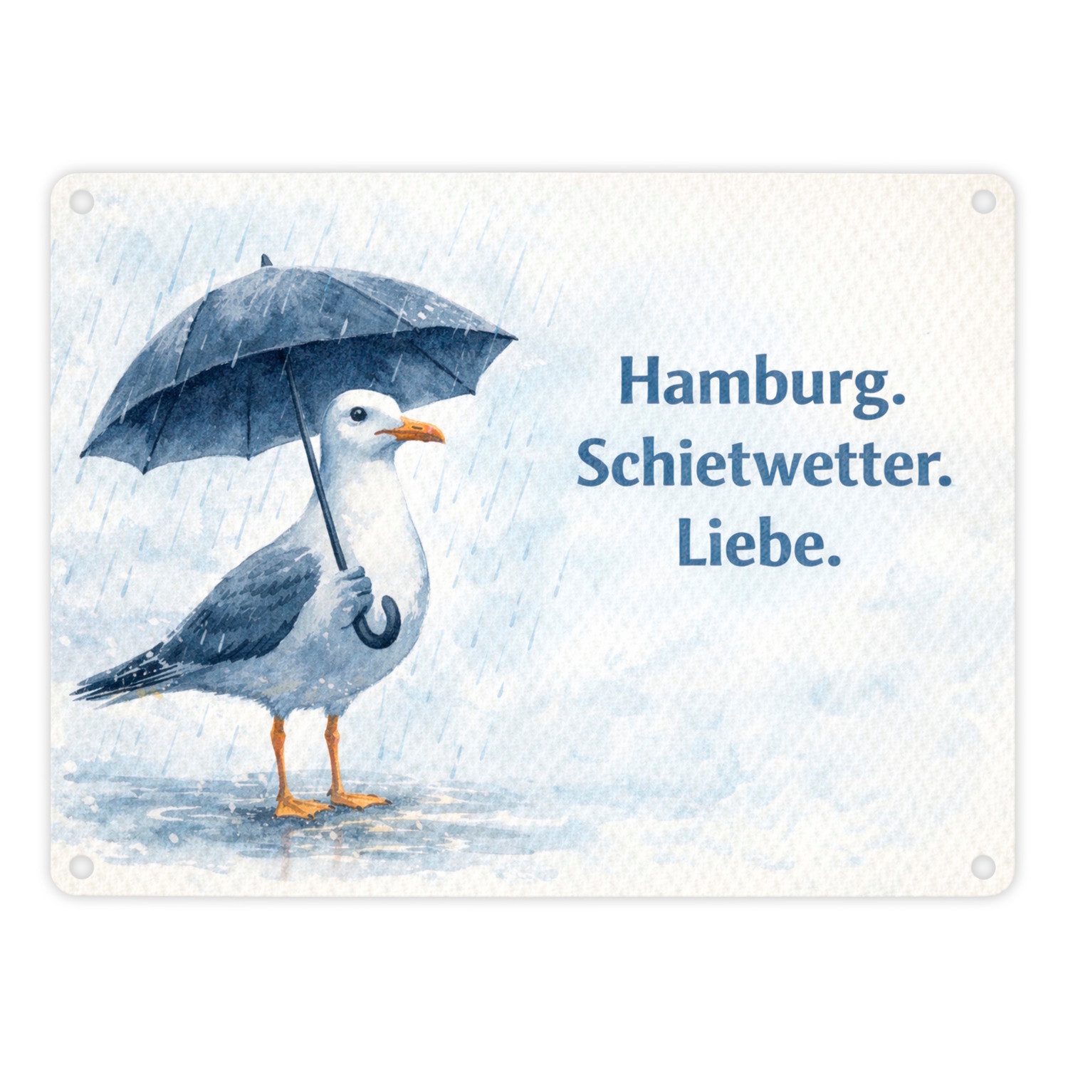 speecheese Metallschild Möwe Hamburg Schietwetter Metallschild in 15x20 cm Norddeutschland
