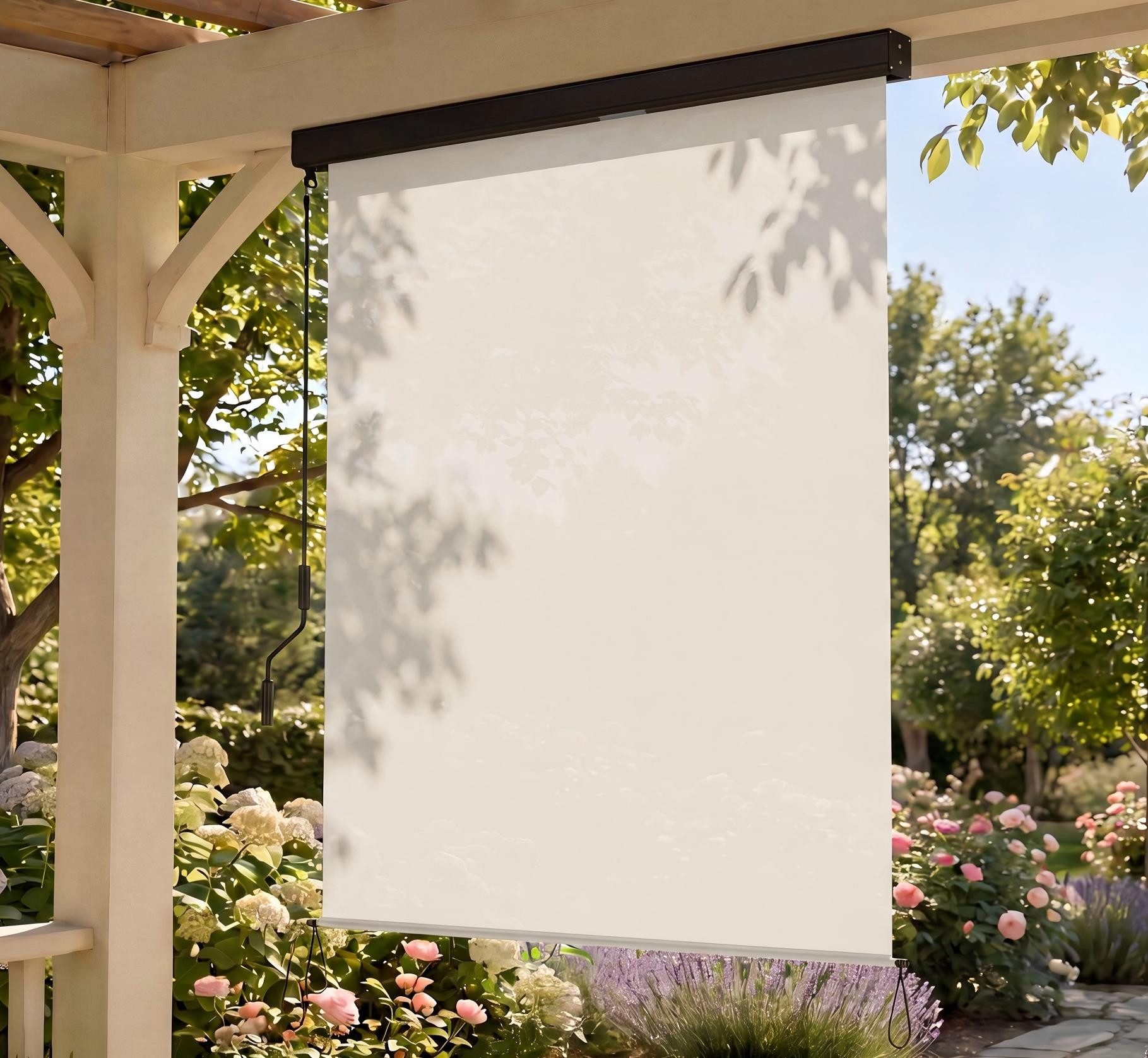 SONGMICS Seitenmarkise Vertikalmarkise ausziehbar (inkl. Zubehörpaket & Anleitung) für Terrasse und Balkon mit Markisenkasten, 2,5 X 1,4 m (L x B)