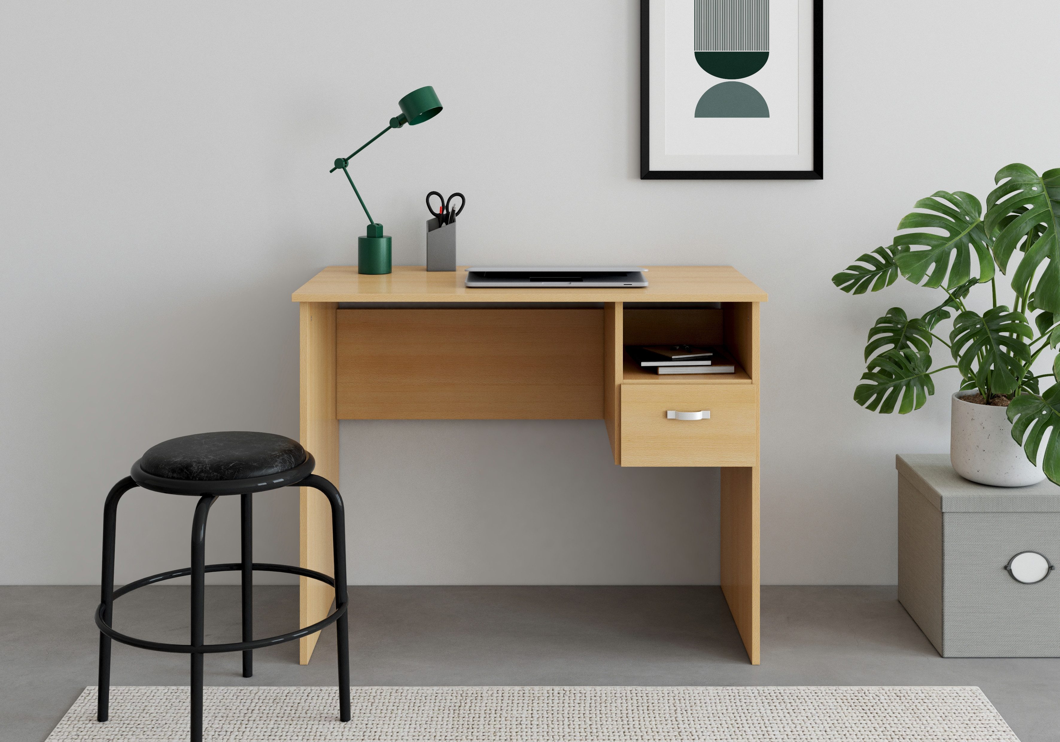 VOGL Möbelfabrik Schreibtisch Flo, Schülerschreibtisch auch mit Tastaturauszug erhältlich, Breite 91 cm