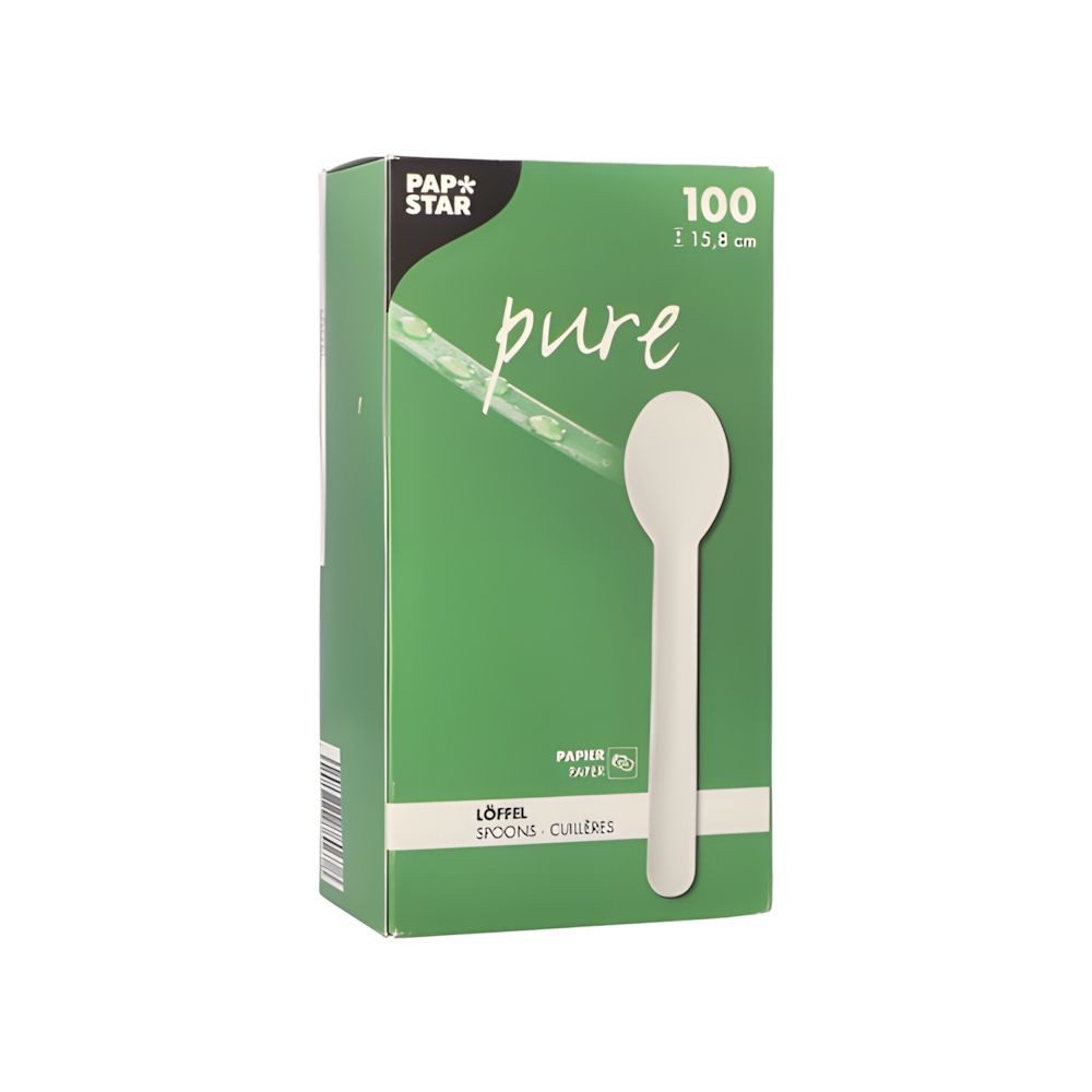 PAPSTAR Einweglöffel Löffel, Papier pure 15,8 cm weiss 100 Stk
