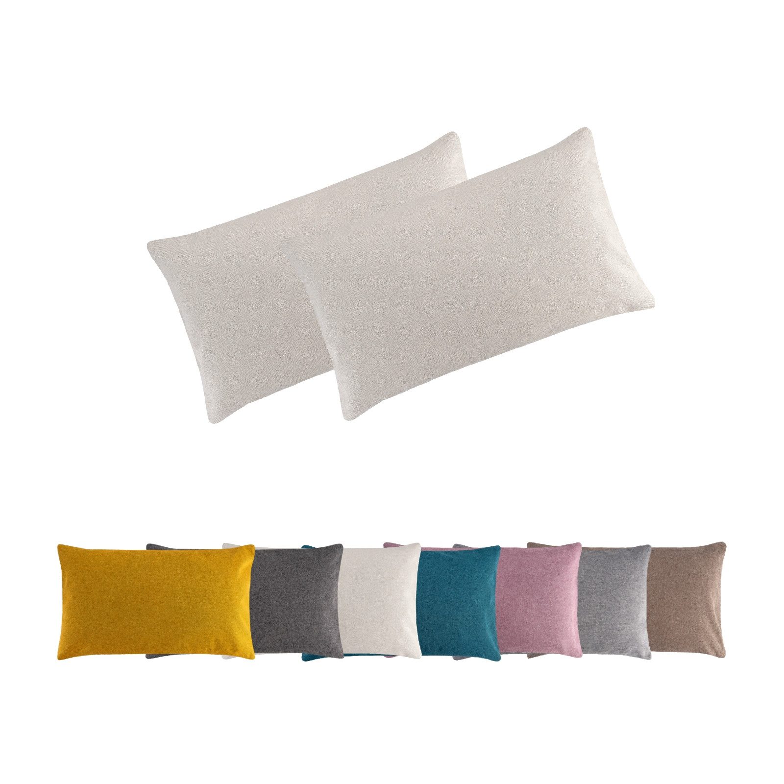 MOON Heimtextilien Kissenhülle 2er Pack Kissenbezug versch. Größen Polyester Reißverschluss Moon, Leinen-Optik