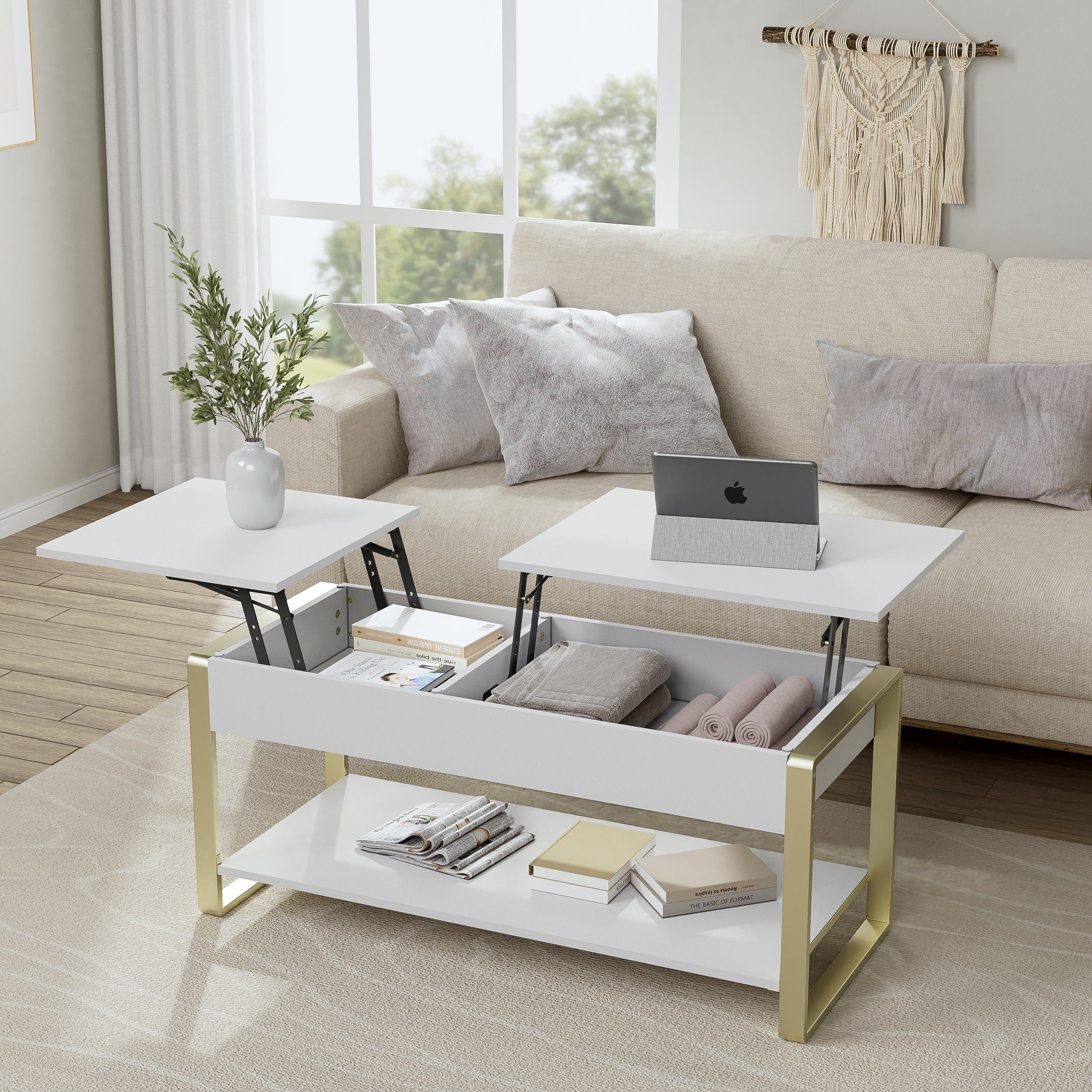 Höhenverstellbarer Couchtisch Mit Schubladen - Multifunktionaler Beistelltisch