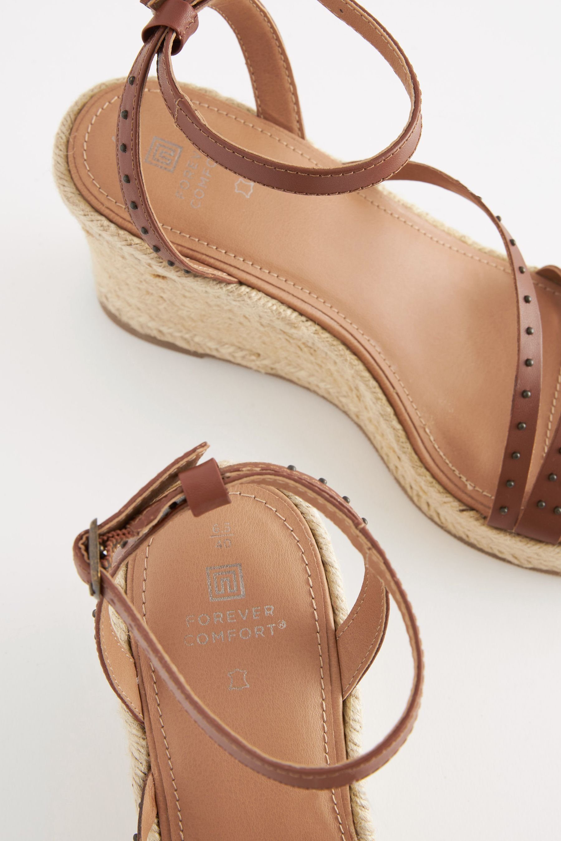 Leder Comfort® Forever Keilsandalette aus (1-tlg) Brown Keilabsatzsandale Next Tan