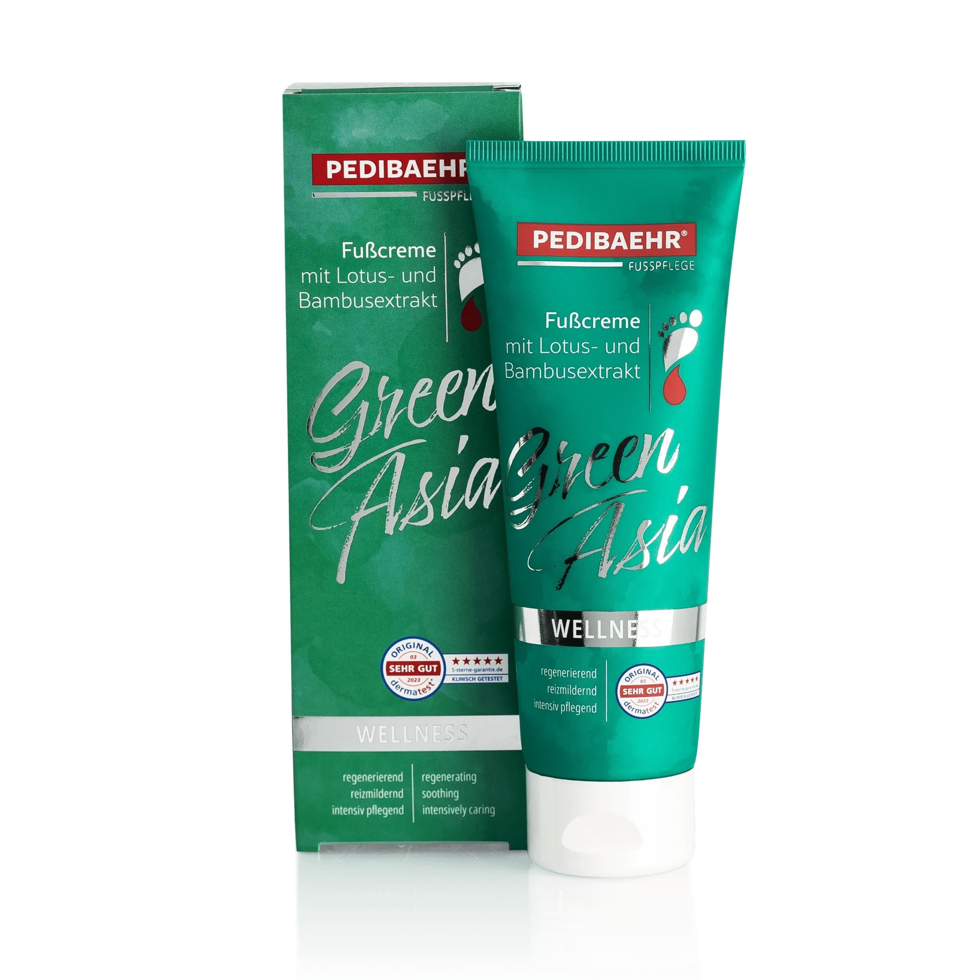 Pedibaehr Fußcreme Pedibaehr Green Asia Fußcreme 125ml Diabetiker geeignet, 1-tlg., mit Lotus- & Bambusextrakt, Hanföl & Mangobutter