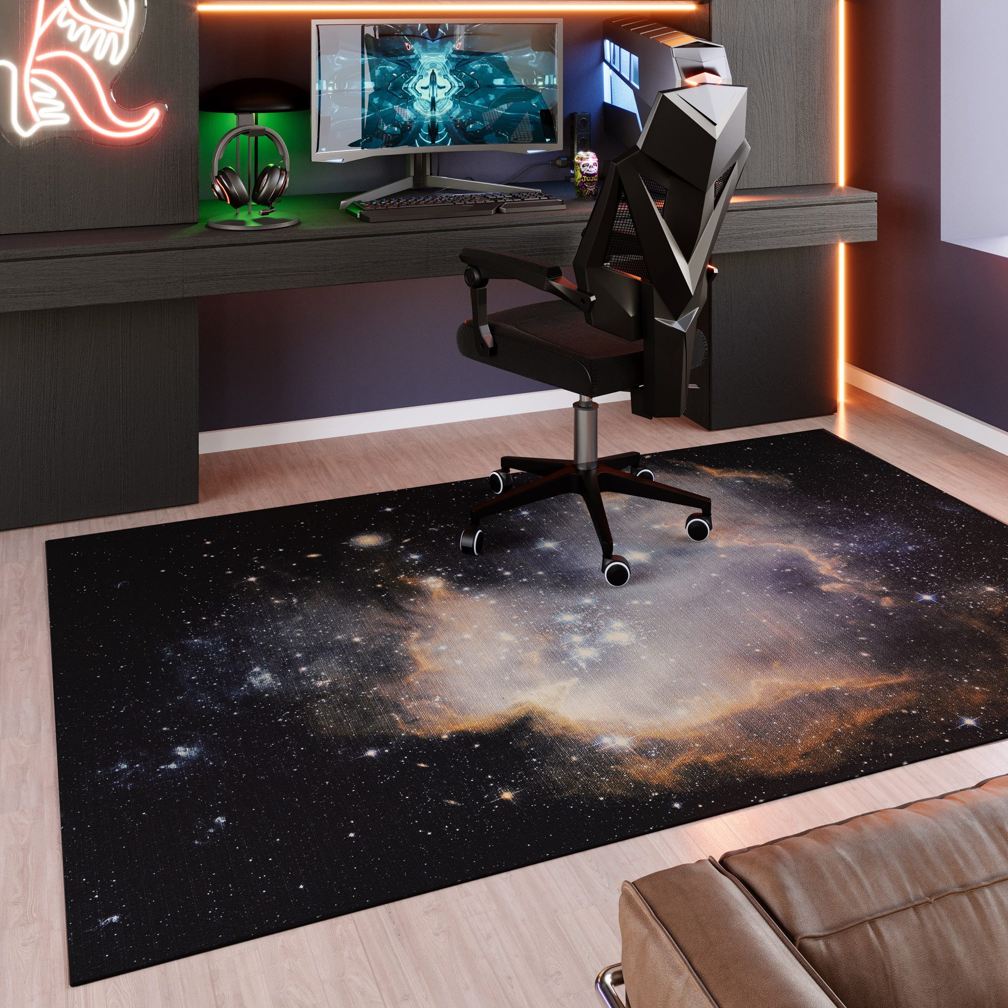 Wecon home Teppich Galactic Glow, rechteckig, Höhe: 5 mm, Gamer Teppich, gewebt, Sci-Fi, robust, Gaming Room, rutschfest