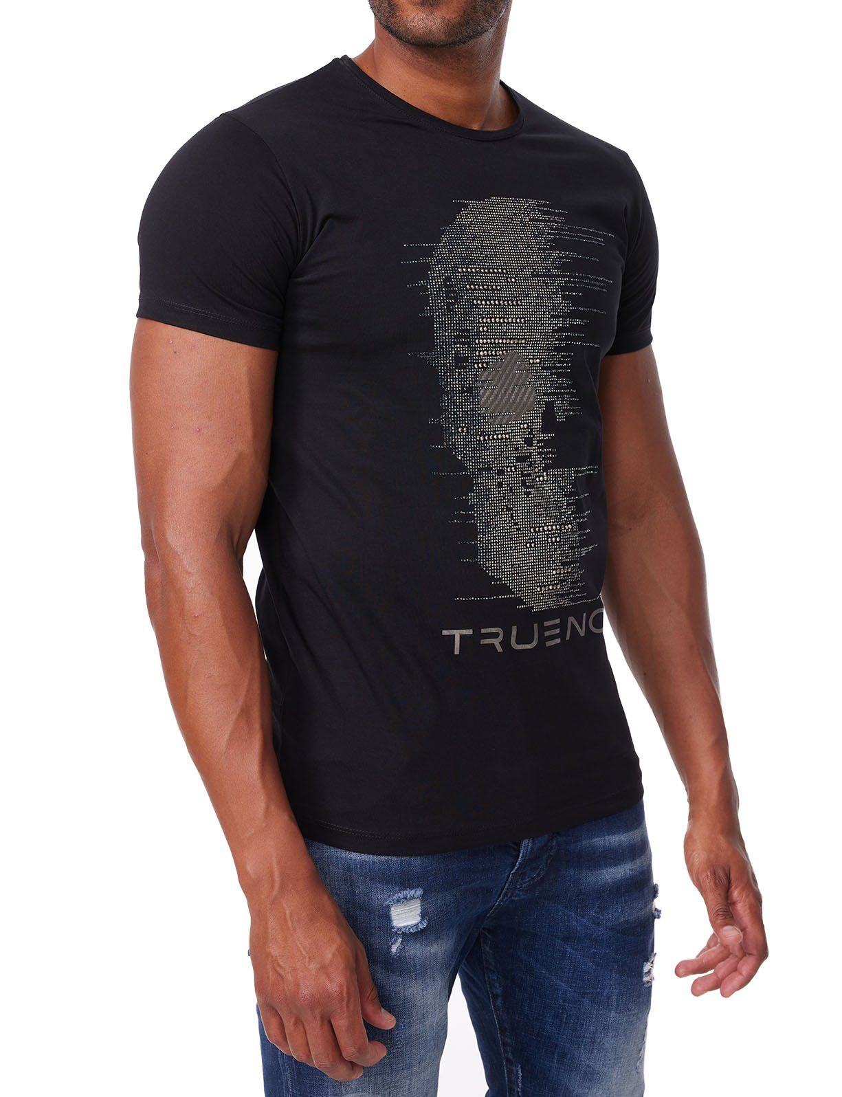 TRUENO T-Shirt mit Kurzarm Totenkopf TRUENO Strass T-Shirt von Herren