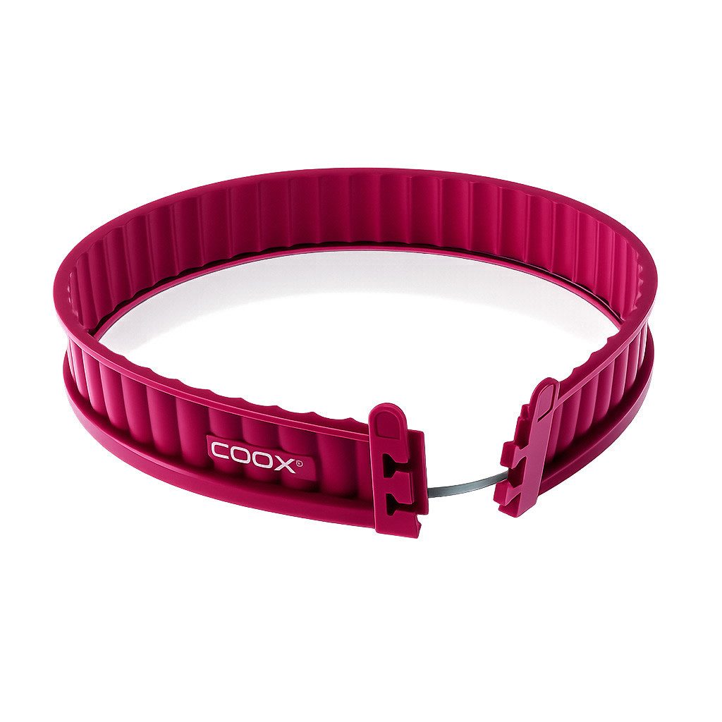 coox Quicheform Quicheform 26 cm mit Glasboden Silikon Tarteform dunkelrot, (Stück 1-tlg), Hitzebeständig bis 230°C und kälteresistent bis -40°C