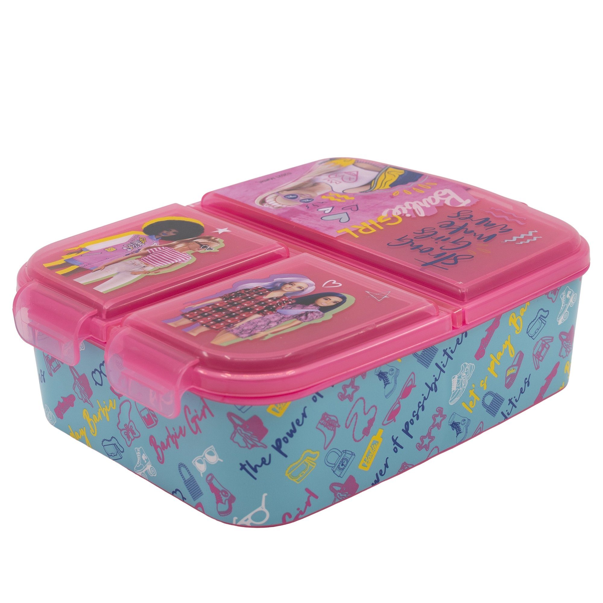 Friends Mattel® 3 (2-tlg) 2 and tlg Brotdose Lunchbox Kinder Trinkflasche, Kammern Barbie Kunststoff, Set