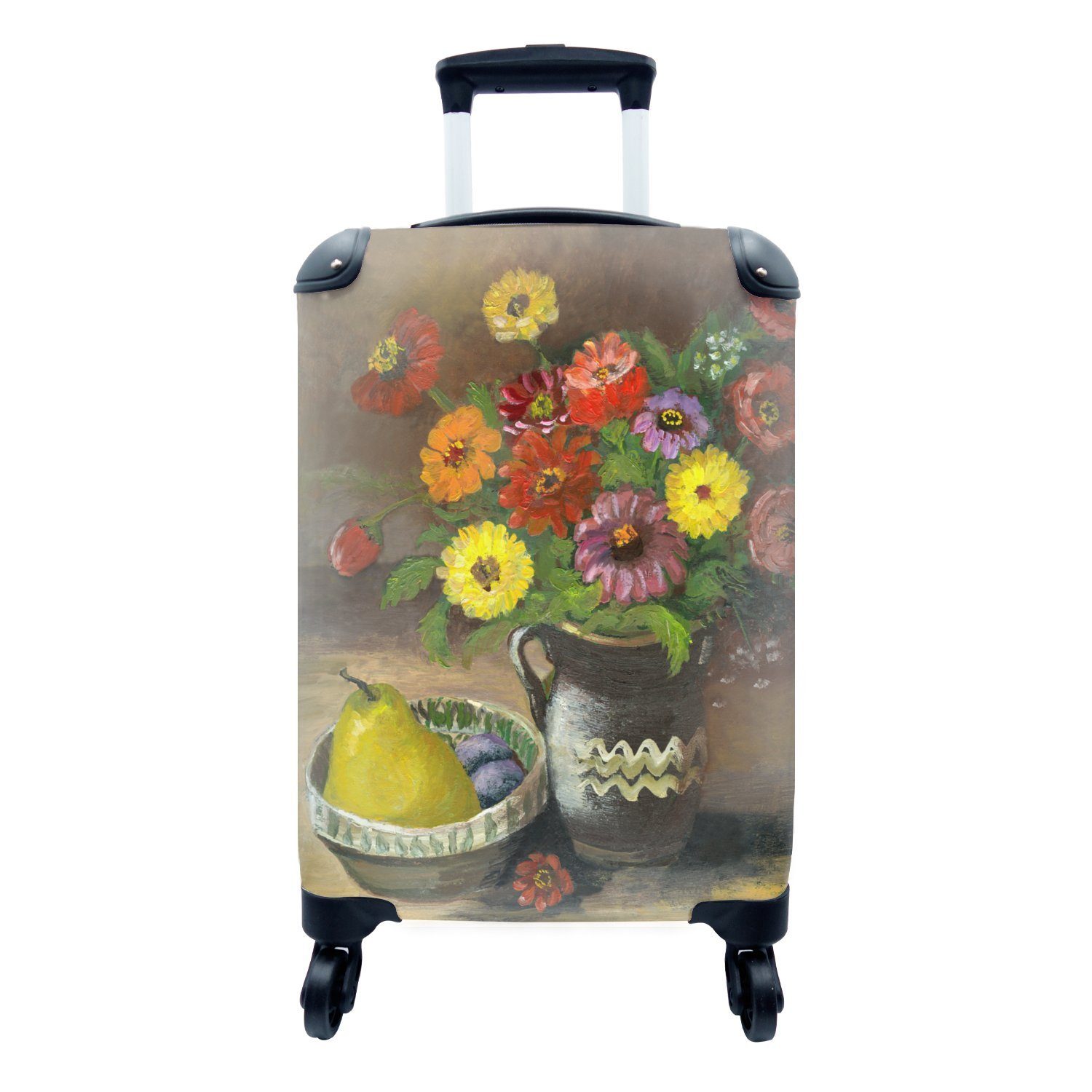 Rollen, Stilleben Reisetasche Blumen Trolley, Früchte, für Ferien, - rollen, mit MuchoWow 4 Handgepäckkoffer - Handgepäck Reisekoffer