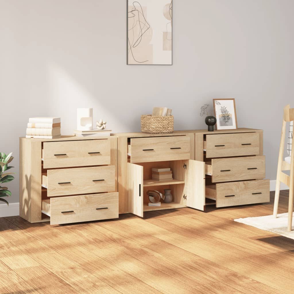 vidaXL Sideboard NA Sideboards 3 Stk Sonoma Eiche Spanplatte