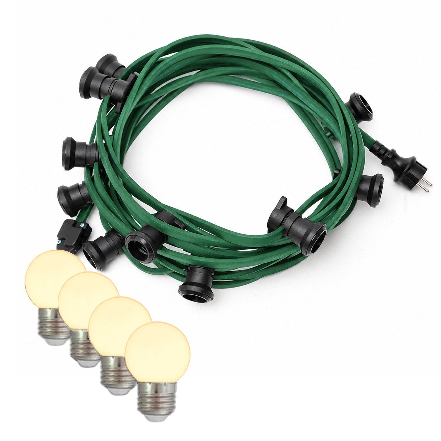 SPICELITE LED-Lichterkette Illu- Party für Garten Außen 50m grün 50xE27 warmweiße Kugellampen, 50-flammig