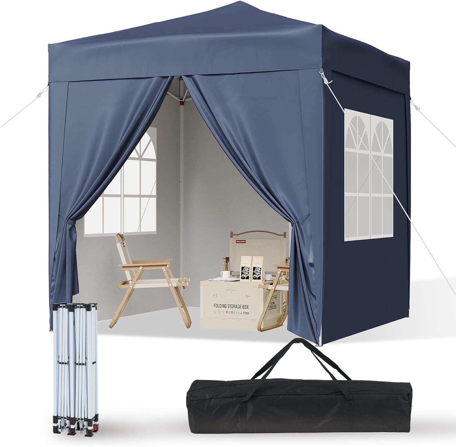 AOXUN Pavillon 2x2m Wasserdicht mit 4 Seitenwänden,Grau, für individuell anpassbare Belüftung, in drei Höhen verstellbar