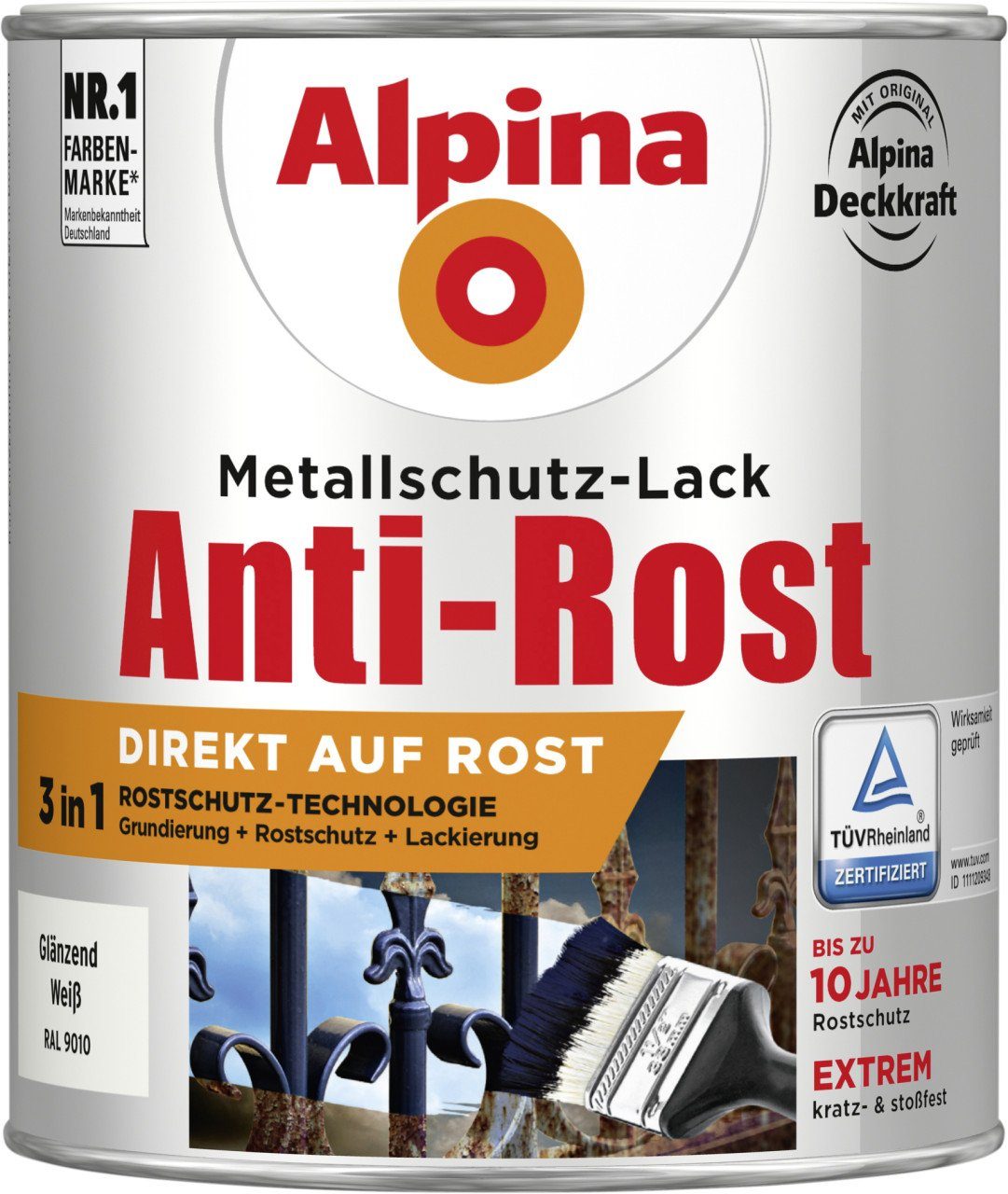 Alpina Metallschutzlack Alpina Metallschutz-Lack Anti-Rost weiß 750 ml
