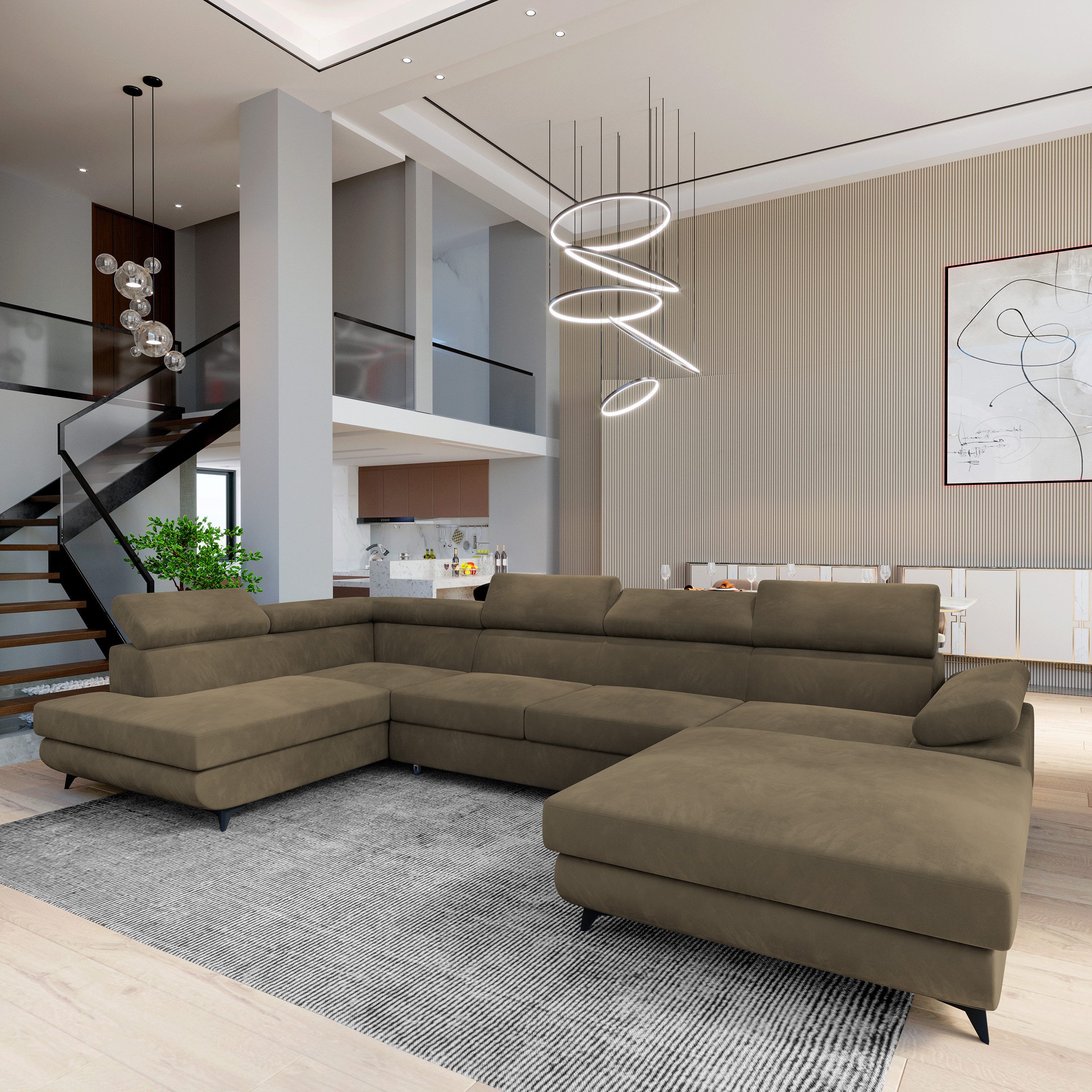 Masseno Ecksofa RUBANO mit Schlaffunktion U-Form, günstig online kaufen