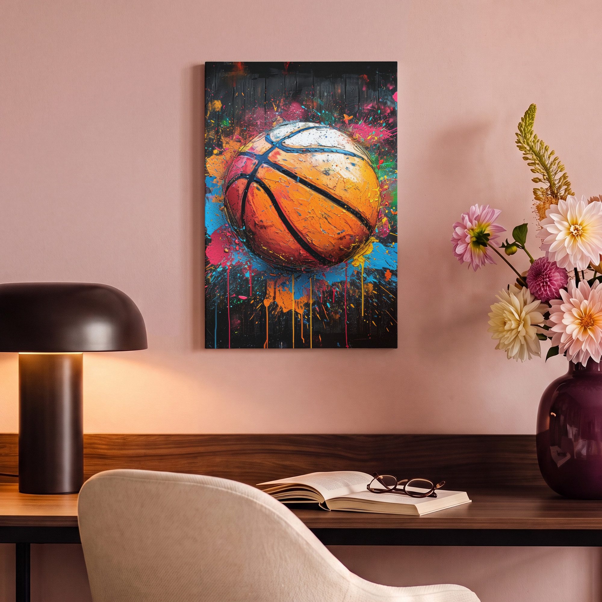 OneMillionCanvasses® Leinwandbild Graffiti - Basketball - Farbe - Sport - Straßenkunst, Fotodruck (1 St), Leinwand Canvas Wandbild, Wanddekoration 20x30 cm – Bild 4 von 5