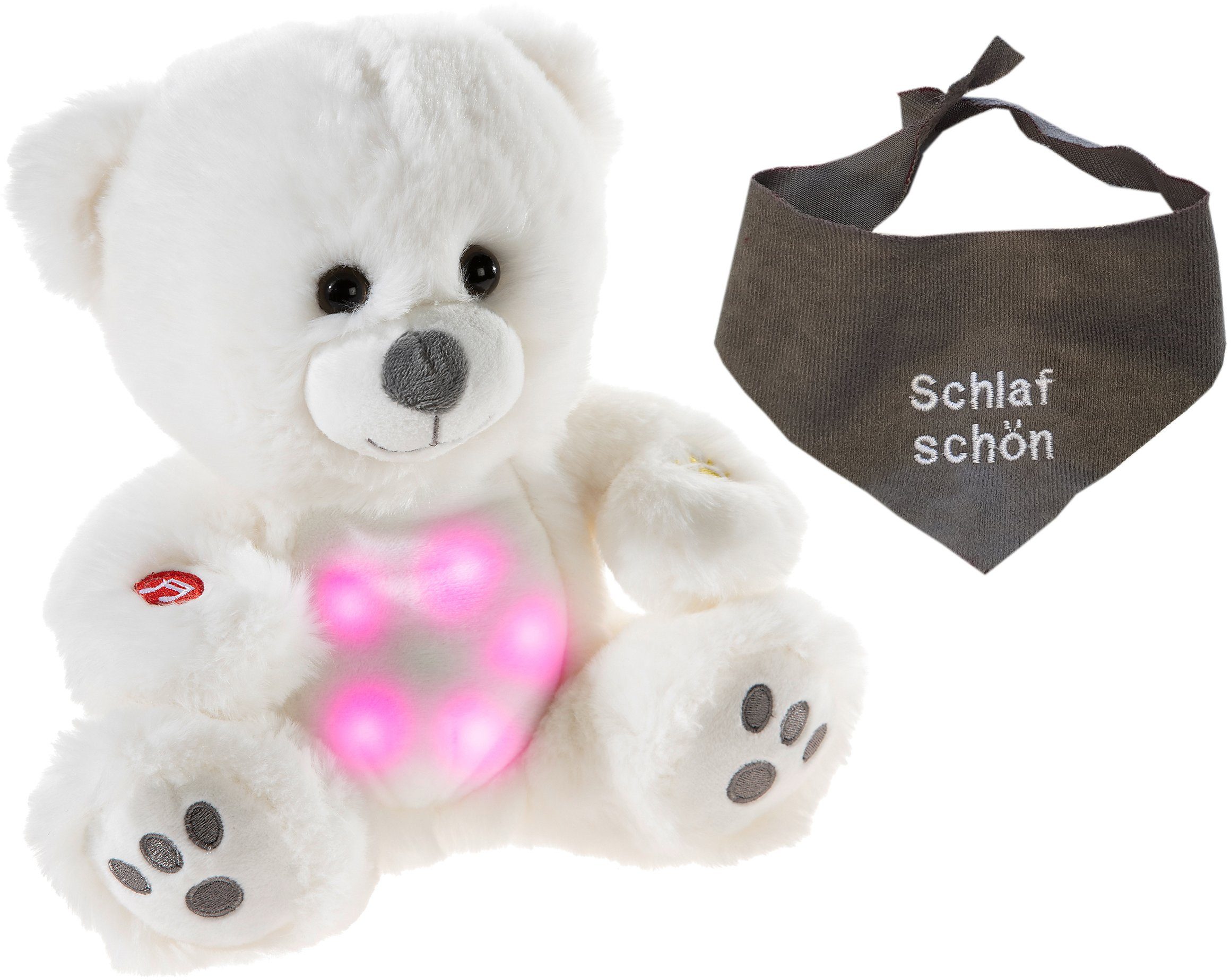 Image of Heunec® Kuscheltier »Musiledi Bär, 20 cm mit grauem Halstuch«, mit Musik und Nachtlicht