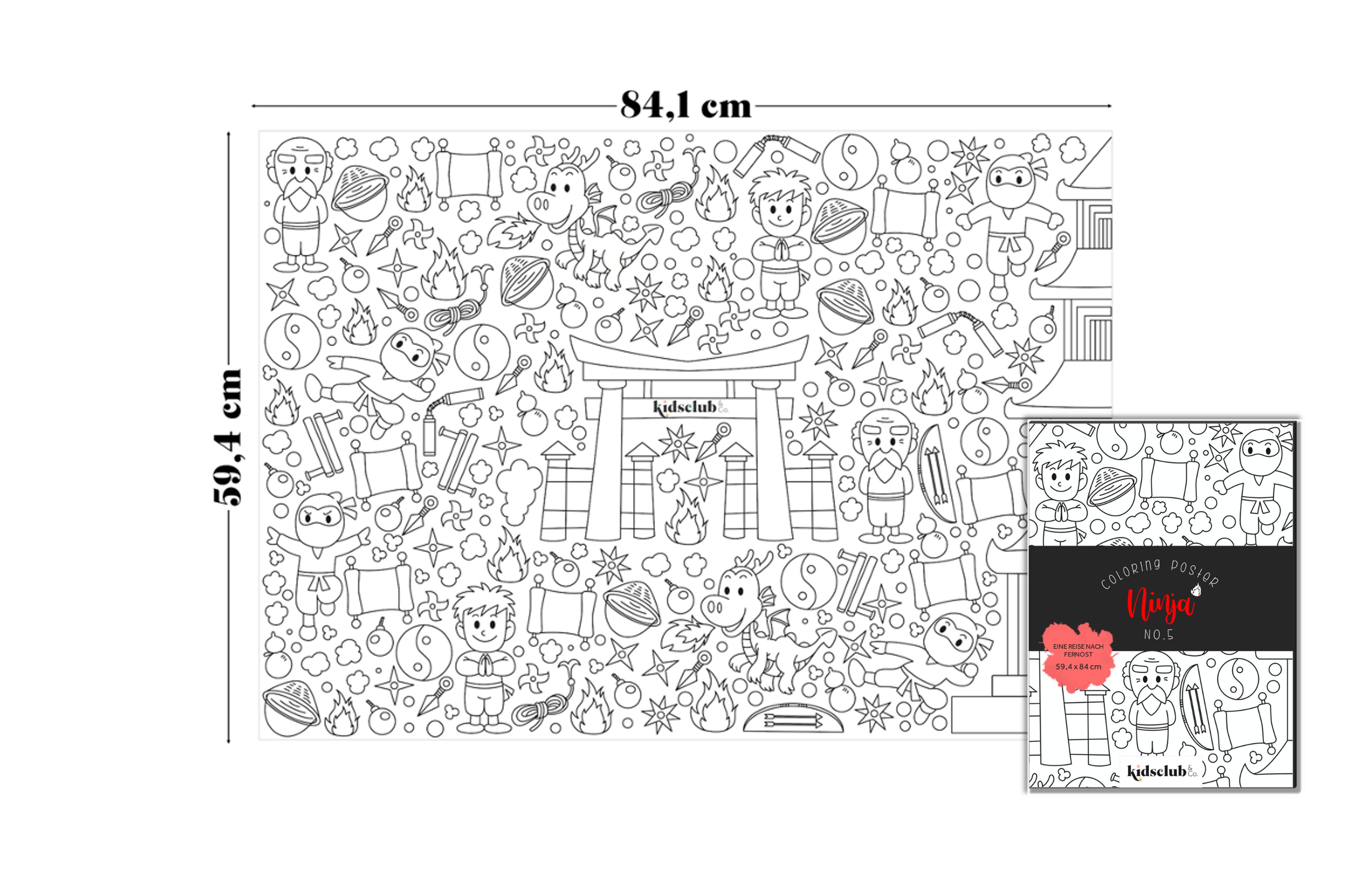 Kidsclub & Co. Malvorlage, Ausmalposter "Ninja" - Malen & Kreativität für Kinder