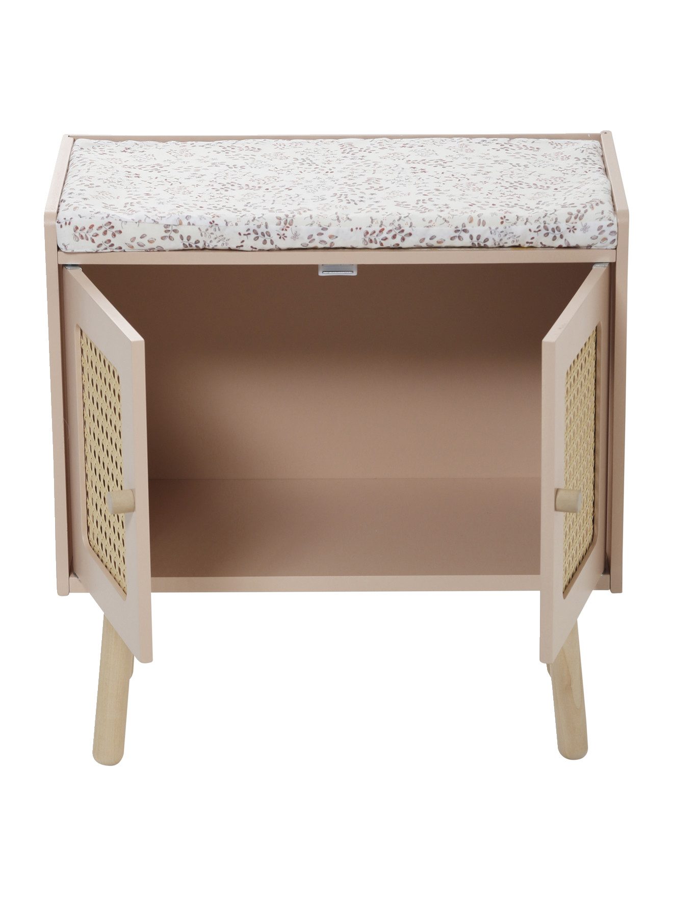 vertbaudet Puppen Accessoires-Set Puppen-Wickeltisch PETITE POESIE, Rattan/Holz FSC®, Rattangeflecht
