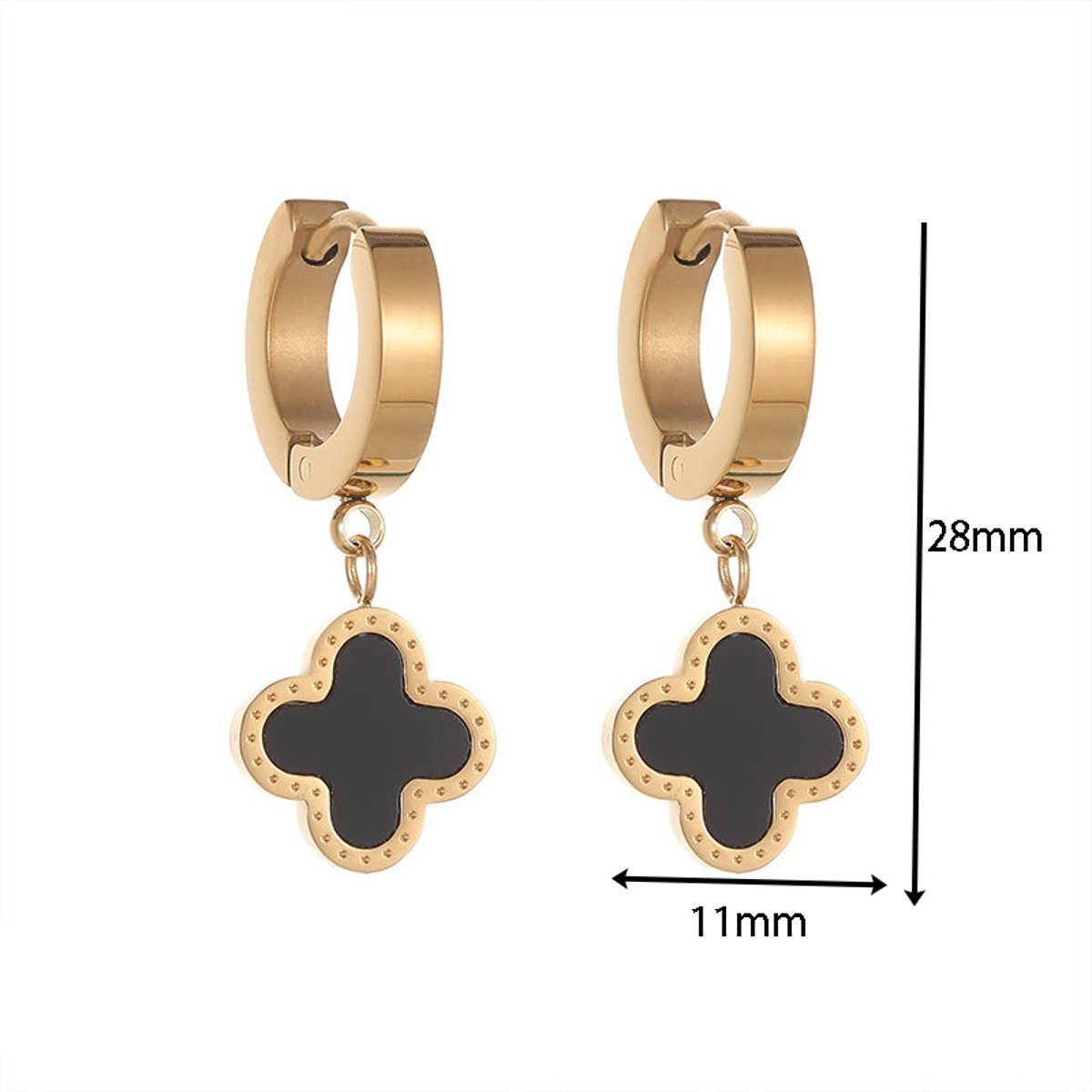 KARMA Paar Ohrhänger Kleeblatt Silber Gold Weiß Schwarz Edelstahl Ohrringe günstig online kaufen