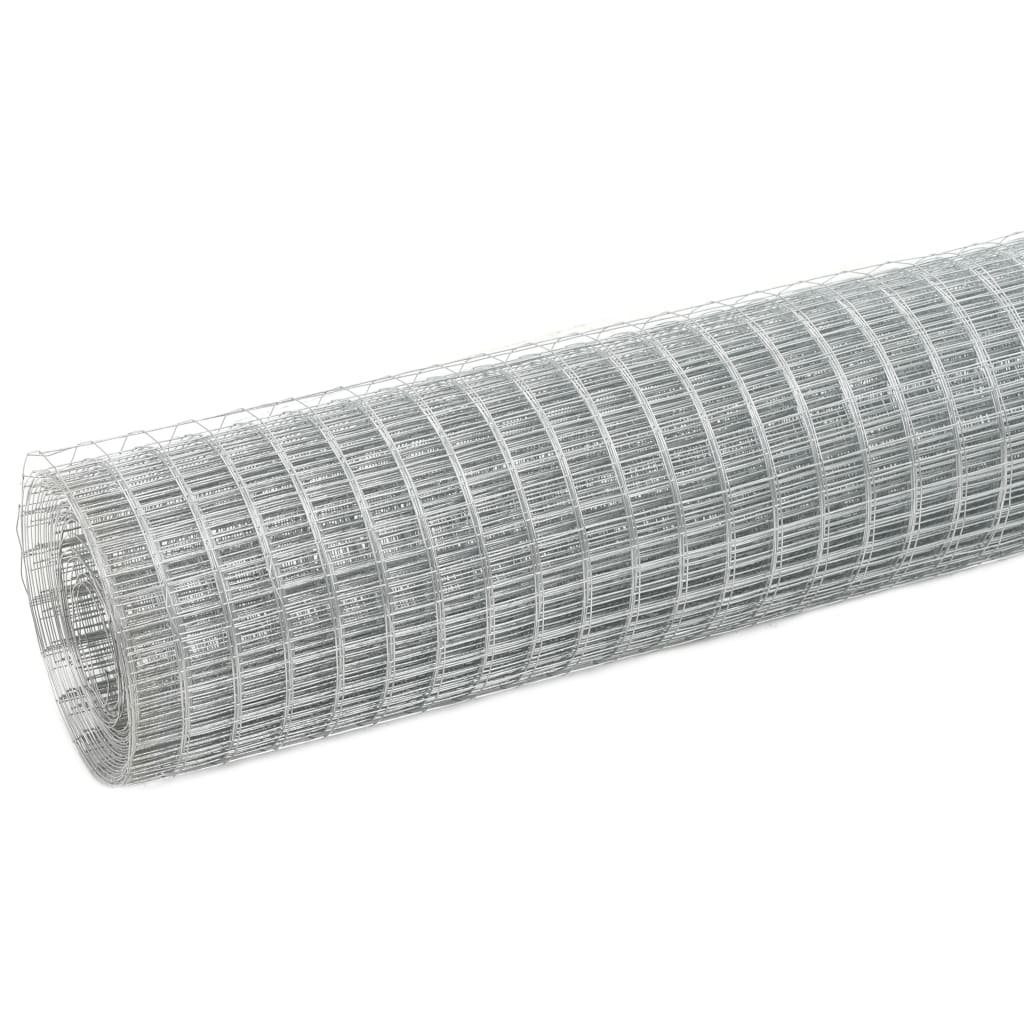 vidaXL Gartenzaun Drahtzaun Verzinkter Stahl 25x1,5 m Silbern, (1-St)