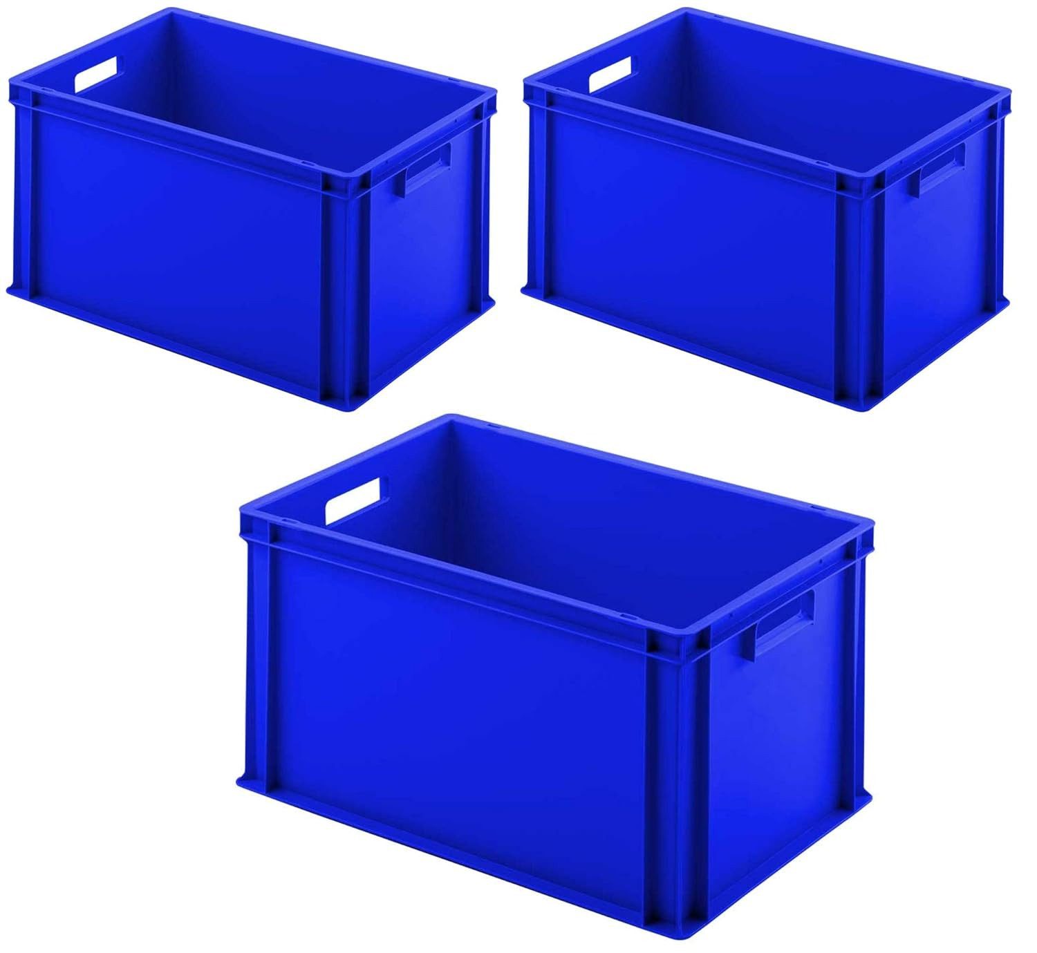 Aufbewahrungsbox 3 Euro-Stapelbehälter mit 2 Durchfassgriffen, LxBxH 600x400x320 mm