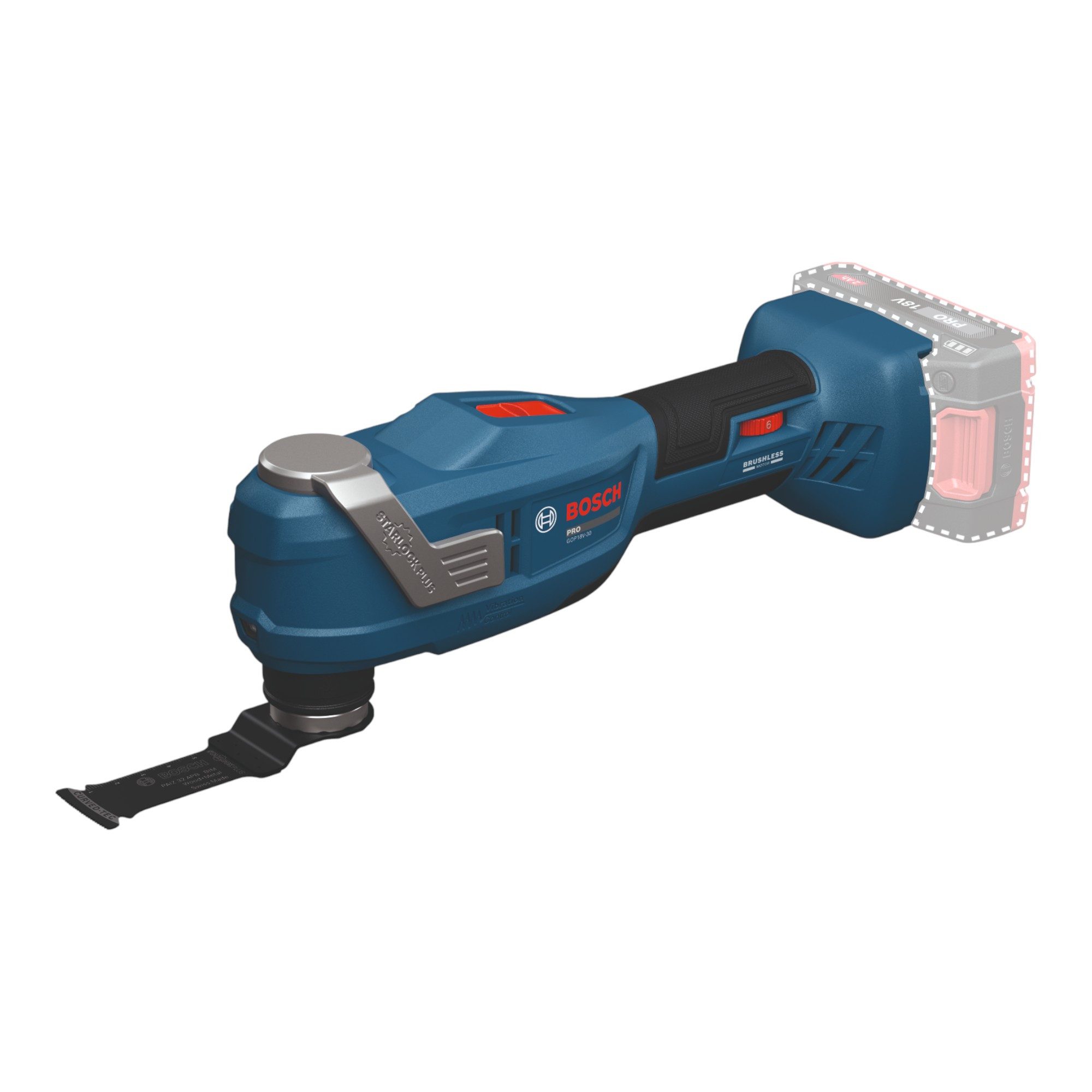 Bosch Professional Akku-Multifunktionswerkzeug GOP 18V-30 Multifunktionswerkzeug 18V Brushless (06018G3001) + L-Boxx