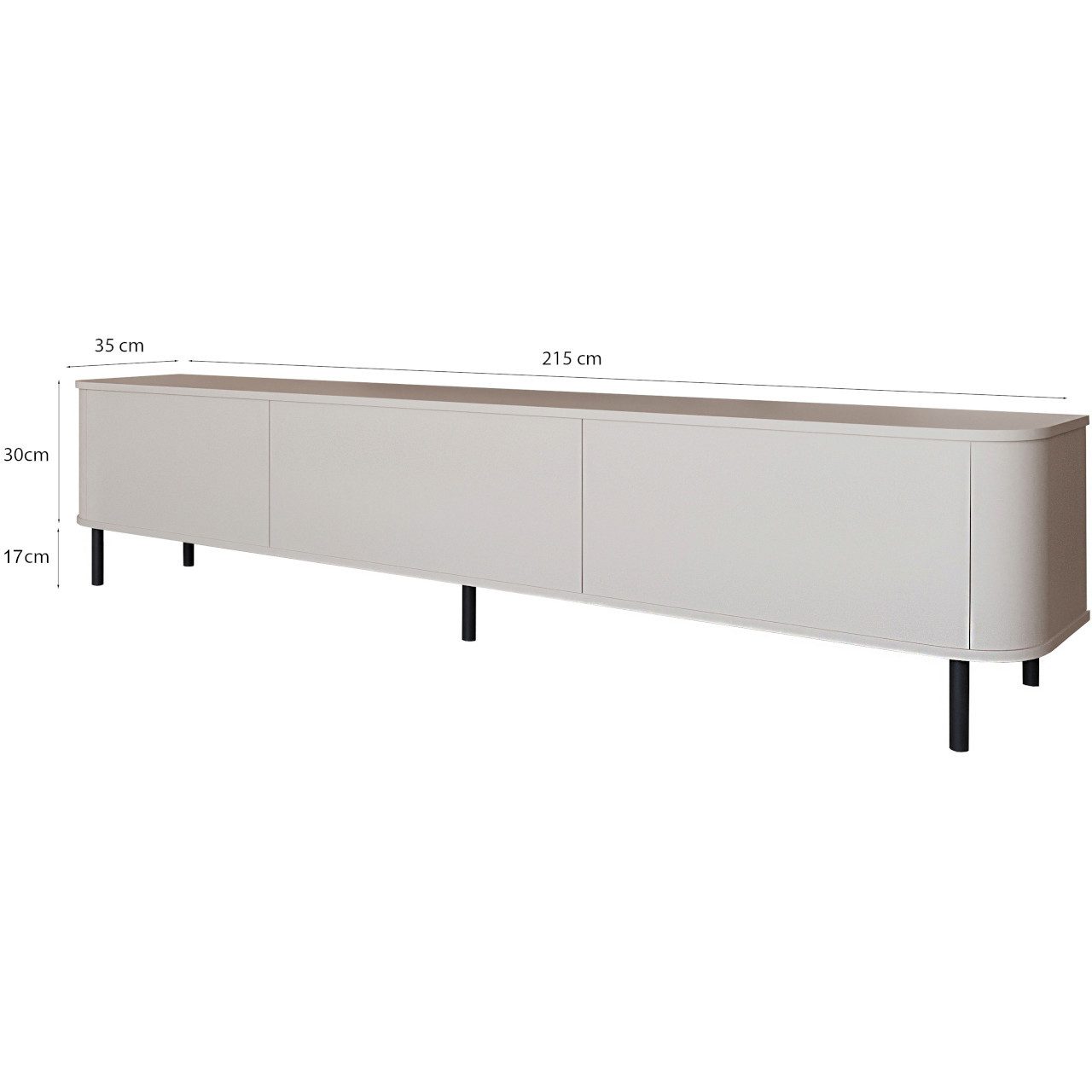 MOEBLINE Lowboard TV Lowboard Komoode AZILLO 215N weiß mit schwarzen Füßen – Bild 5 von 5