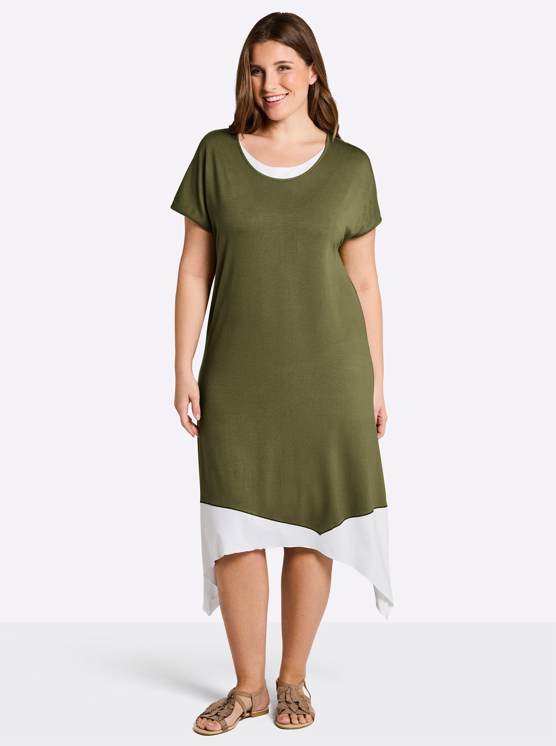 Sheego Strandkleid Jersey-Kleid Kurzarm