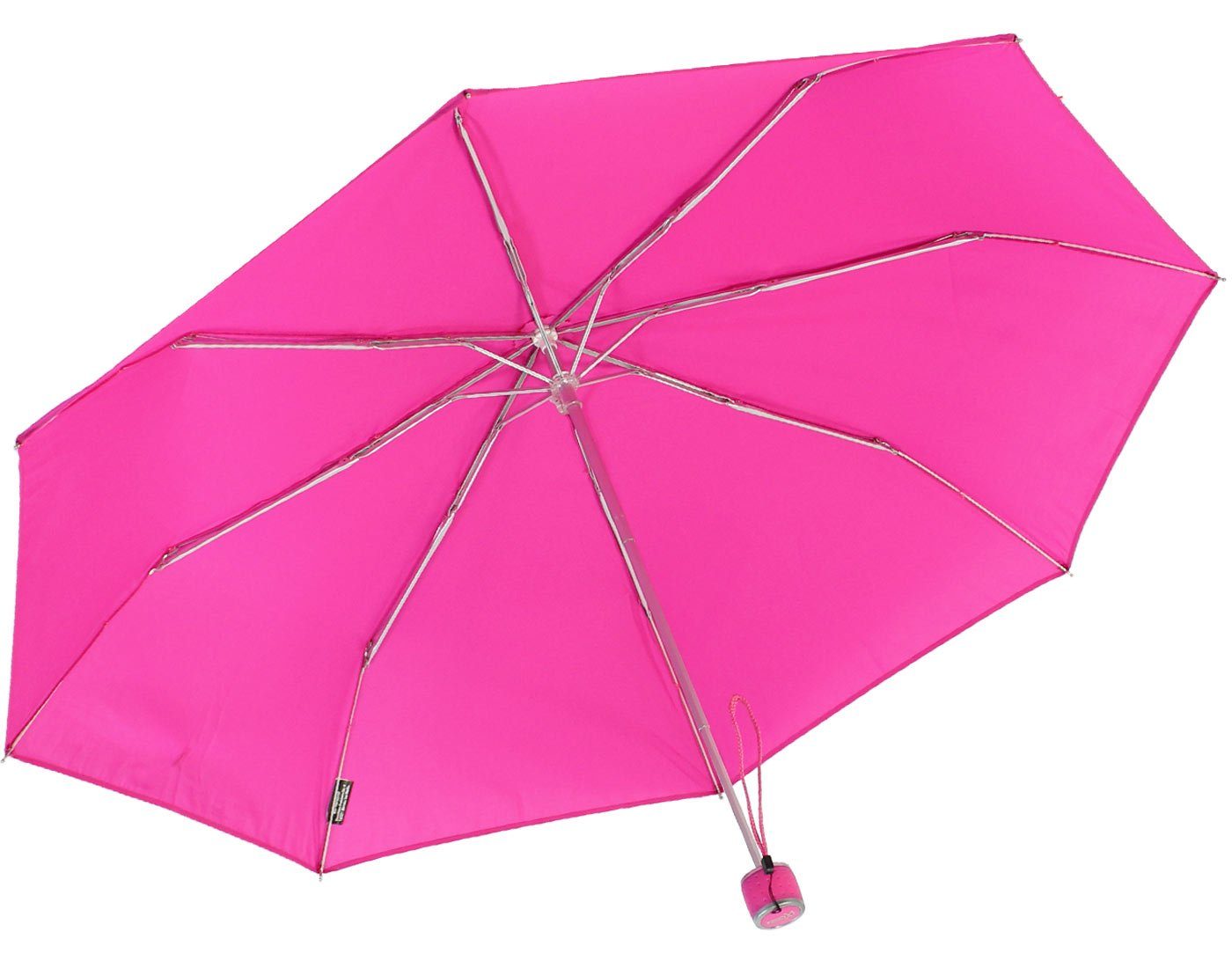 leicht, Dach Taschenregenschirm Mini iX-brella - Light großem Ultra - mit farbenfroh extra neon-pink