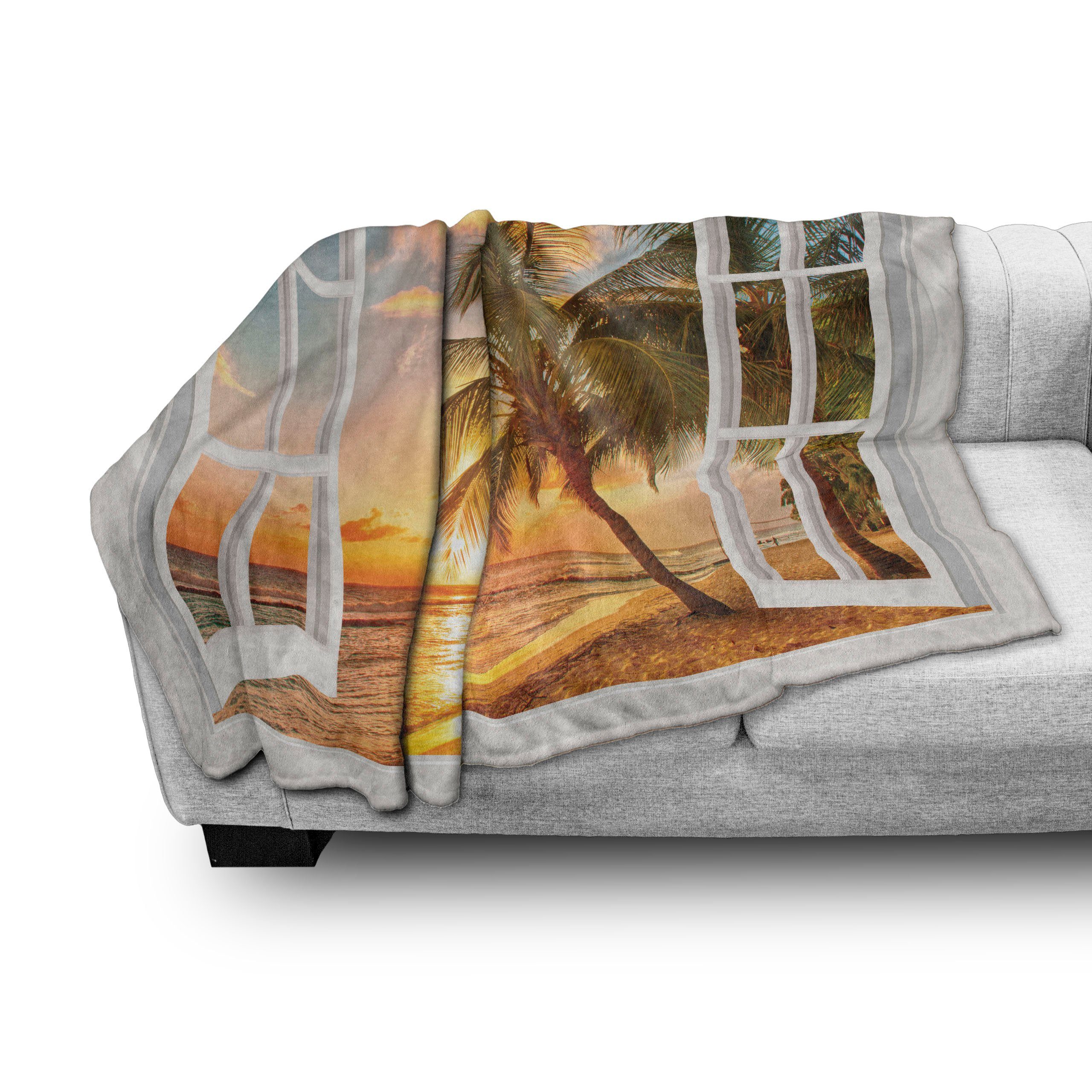 Wohndecke Gemütlicher Plüsch für den und Außenbereich, Landschaft Palms Abakuhaus, Innen- Strand Sea Ocean