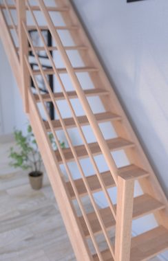 Starwood Raumspartreppe Holztreppe Rhodos in gerader Ausführung-Buche-Holz-Holz Design