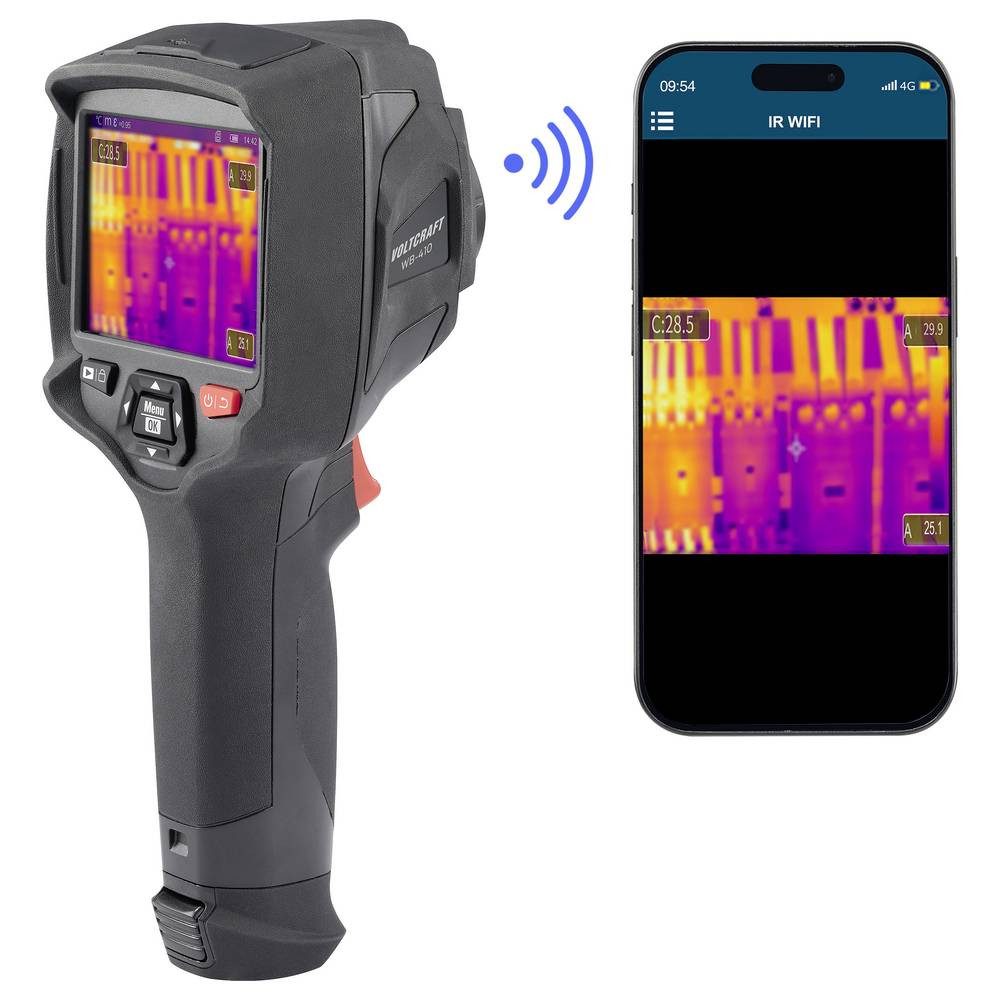 VOLTCRAFT Wärmebildkamera Wärmebildkamera VC-14452060, integrierte Digitalkamera, Touchscreen, WiFi, 2m fallsicher