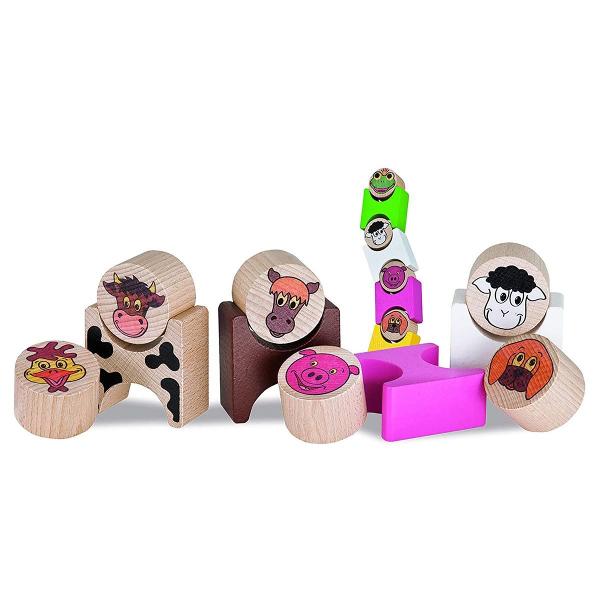 SIMBA Simba 100072315 - Eichhorn - Holz-Stapeltiere, 14 Teile, Bauernhof Spielbausteine