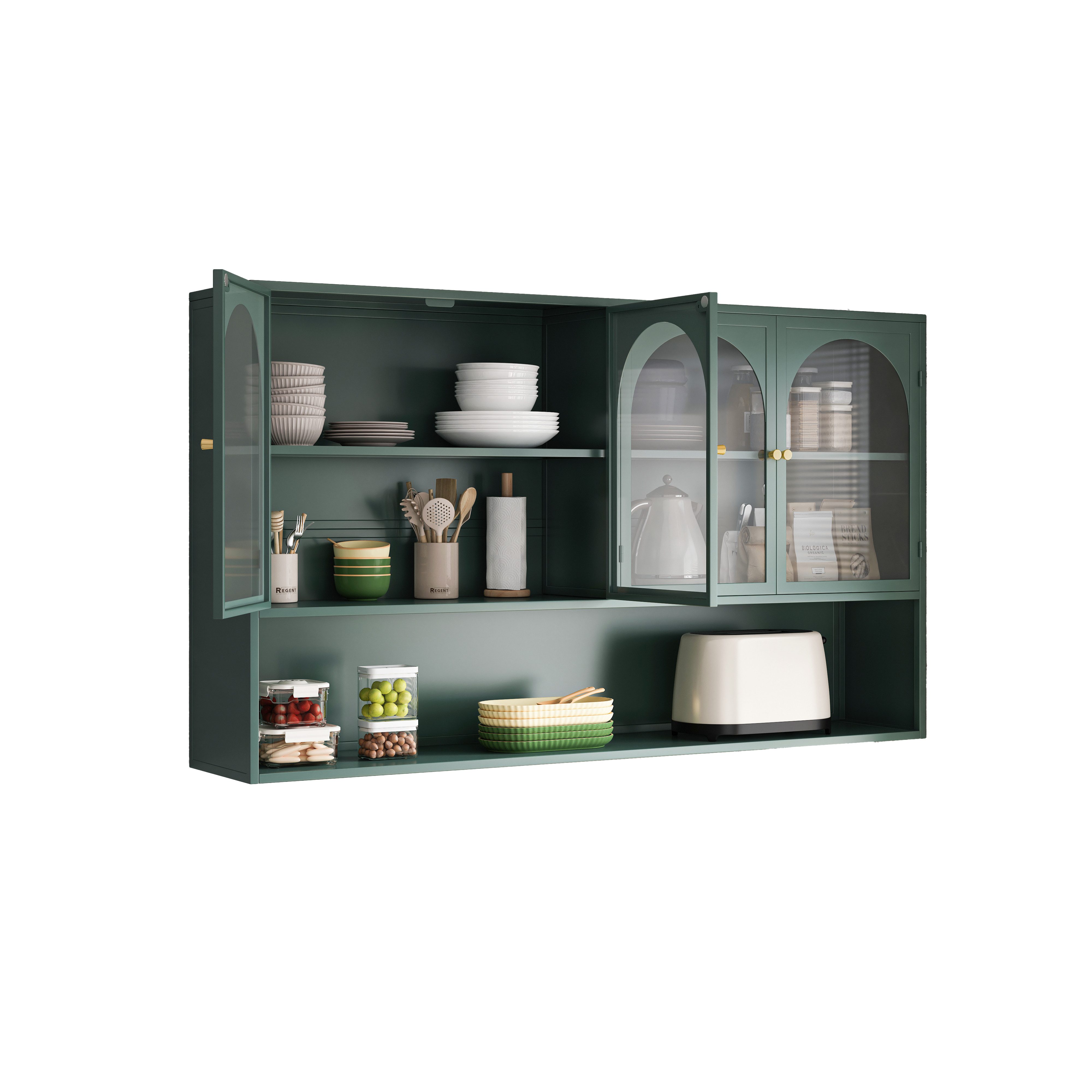 MODFU Wandhängeschrank Hängeschrank Wandhängeschrank,Four-door,Glass Wall C günstig online kaufen