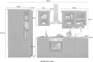 Kochstation Küche Jasmin, 340 cm breit, wahlweise mit oder ohne E-Geräte